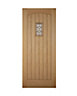Diamond bevel Glazed Cottage White oak veneer LH & RH External Front Door set & letter plate, (H)2125mm (W)907mm