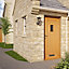 Diamond bevel Glazed Cottage White oak veneer LH & RH External Front Door set & letter plate, (H)2125mm (W)907mm