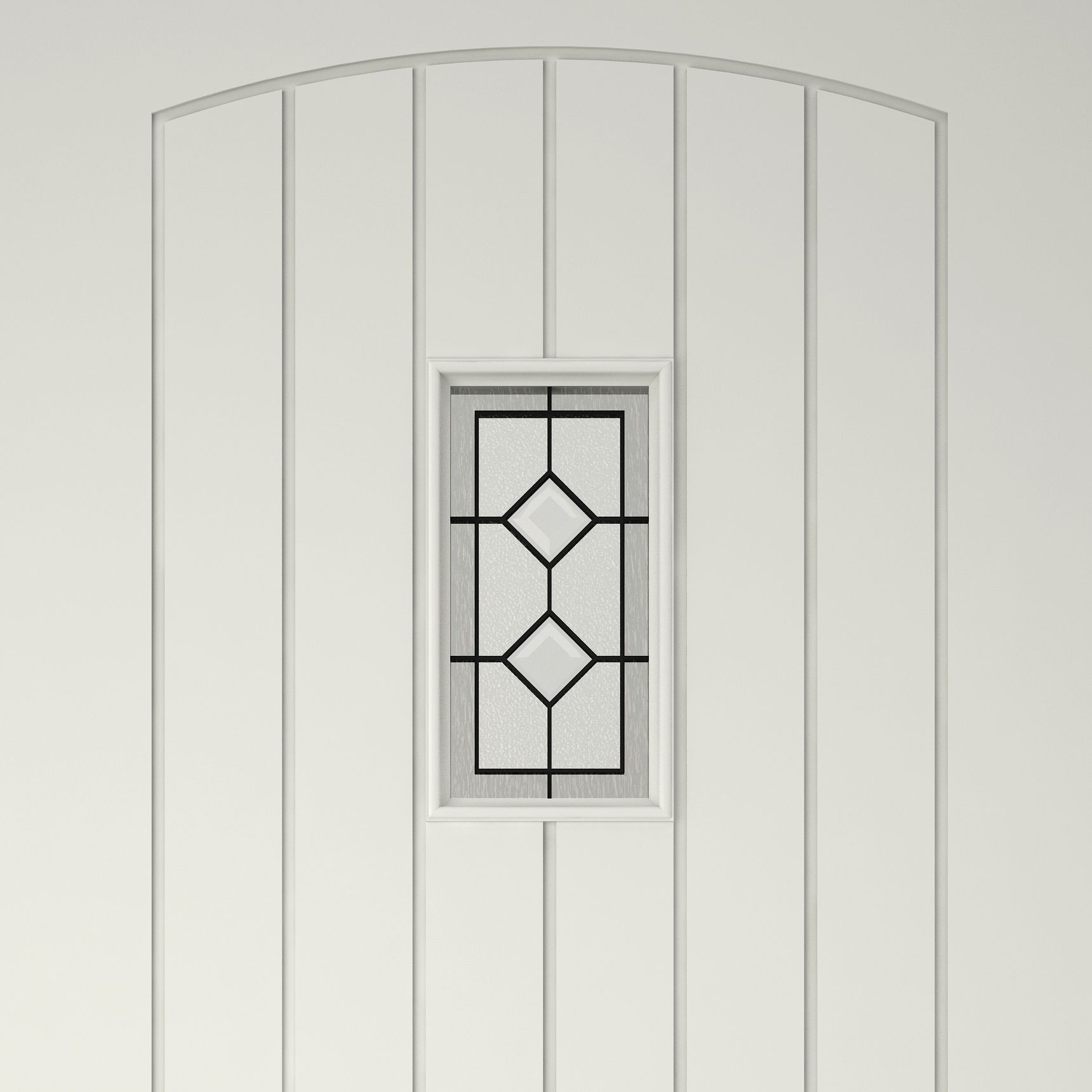 Diamond bevel Leaded Glazed Cottage White Wooden External Front door, (H)2032mm (W)813mm