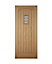 Diamond bevel Leaded Glazed Cottage Wooden White oak veneer External Front door, (H)2032mm (W)813mm