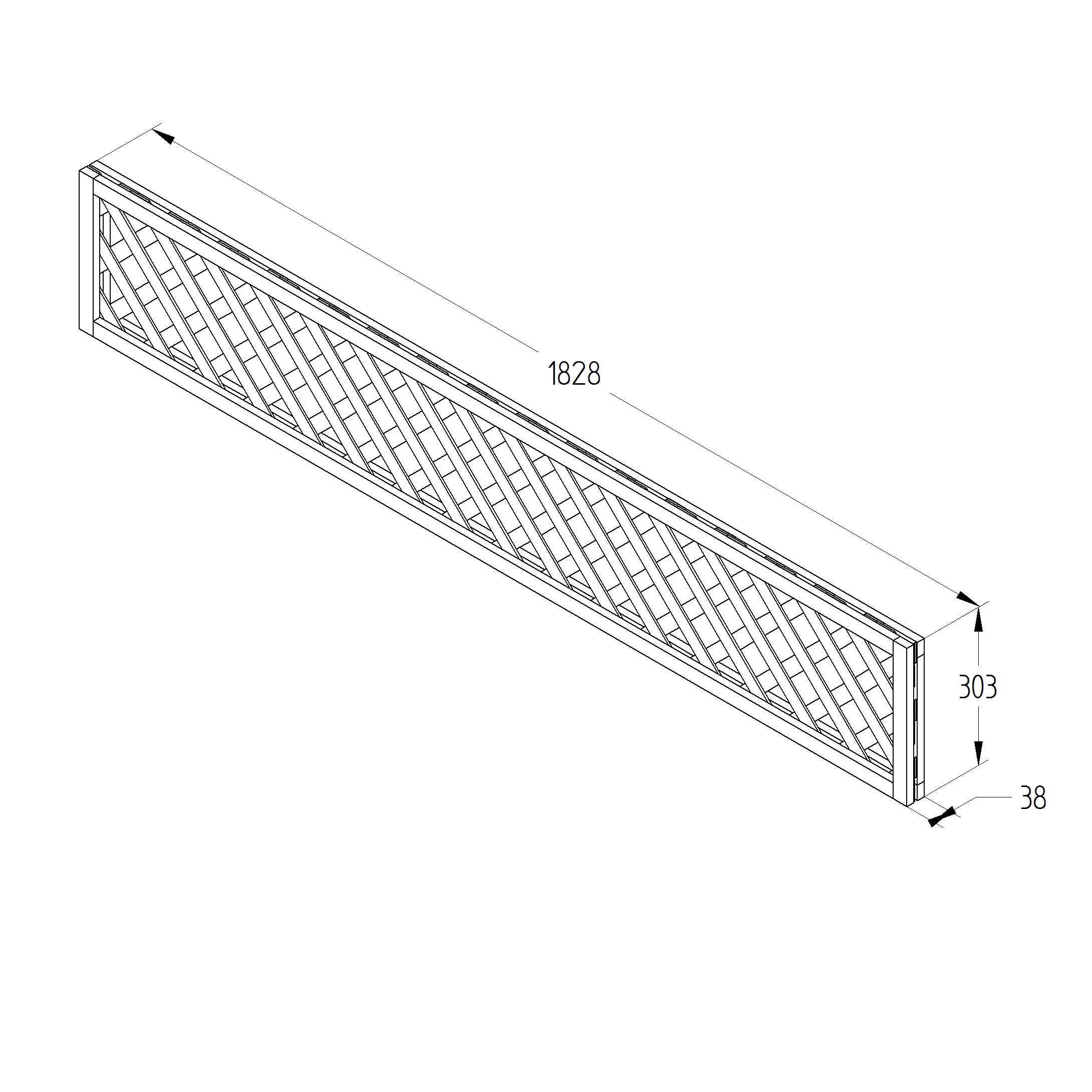 Diamond Pine Trellis panel, Pack of 3 (W)183cm x (H)32cm