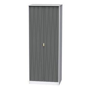 Diamond Ready assembled Contemporary Grey & white Double Wardrobe (H)1970mm (W)740mm (D)530mm