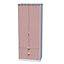 Diamond Ready assembled Contemporary Pink & white 2 Drawer Double Wardrobe (H)1970mm (W)740mm (D)530mm