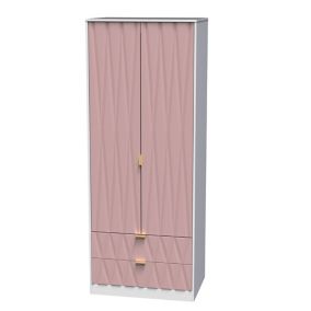 Diamond Ready assembled Contemporary Pink & white 2 Drawer Double Wardrobe (H)1970mm (W)740mm (D)530mm