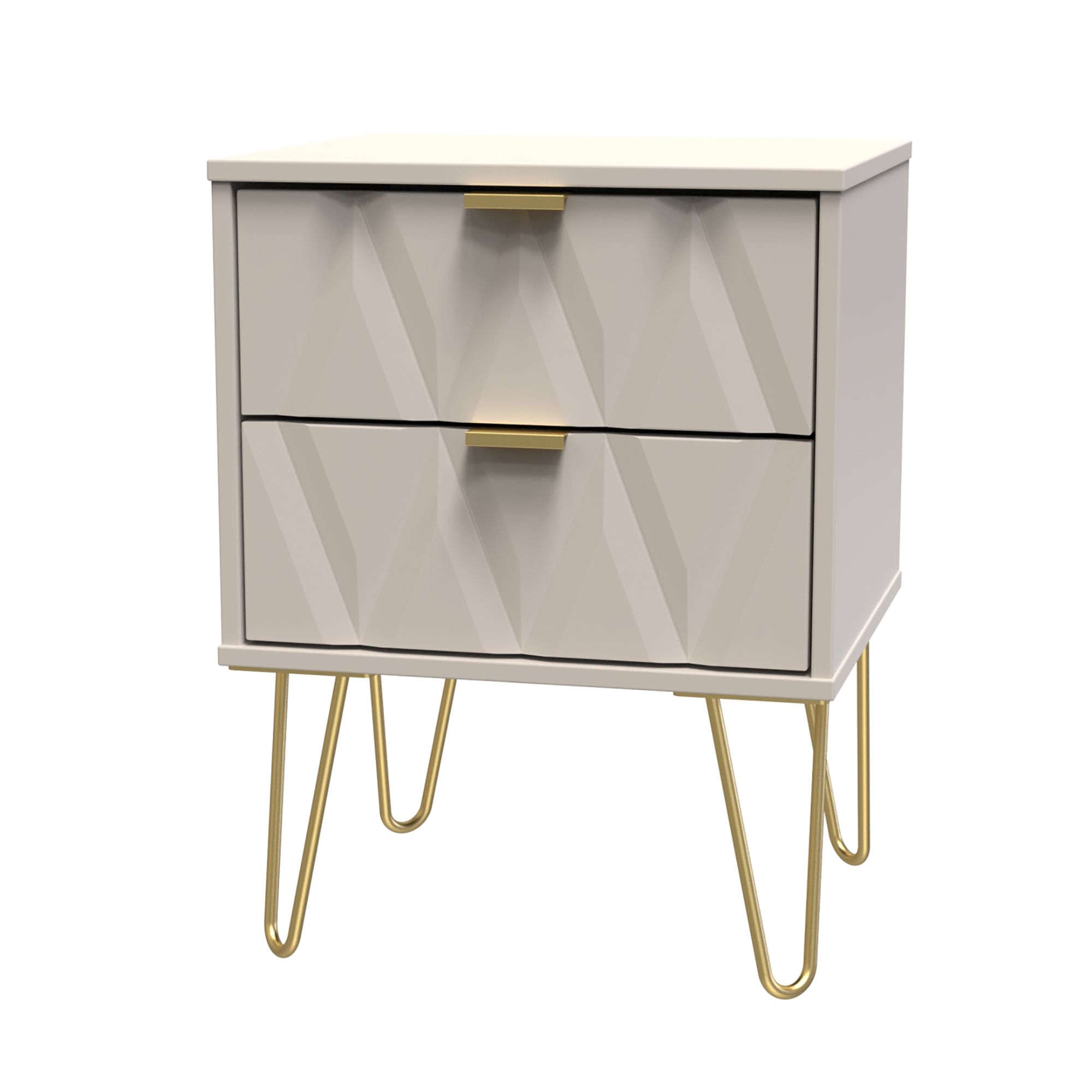 Diamond Ready assembled Matt cashmere 2 Drawer Bedside table (H)570mm (W)450mm (D)395mm