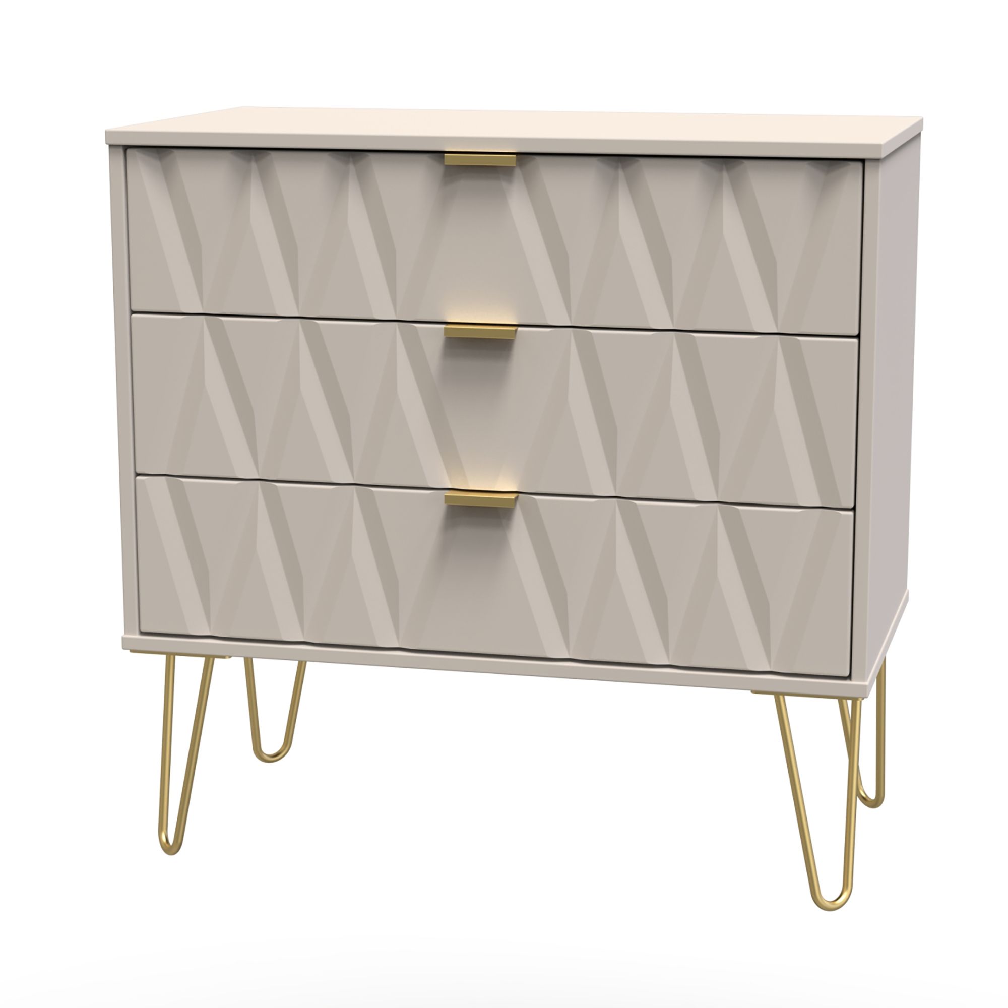 Diamond Ready assembled Matt cashmere 3 Drawer Chest of drawers (H)740mm (W)765mm (D)395mm