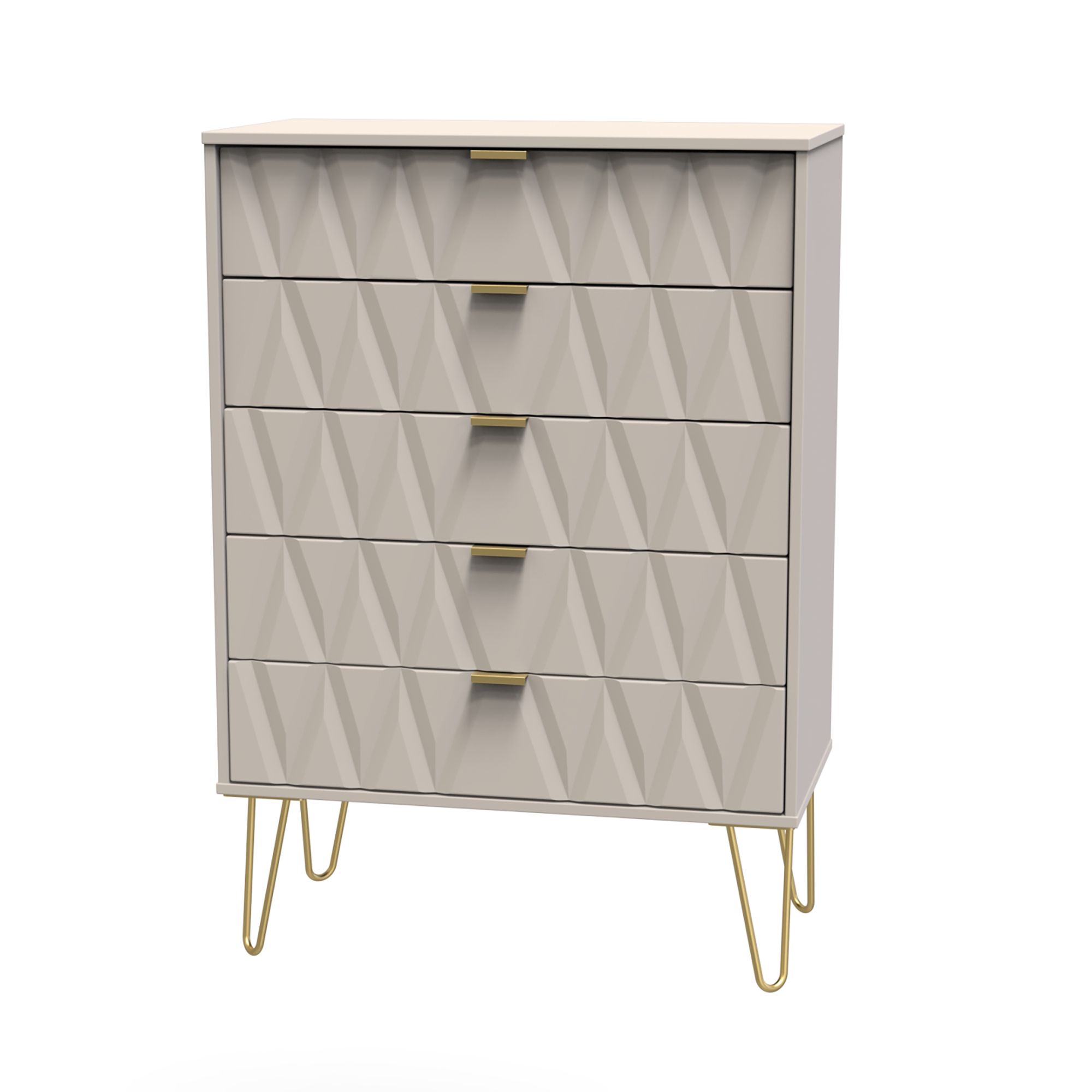 Diamond Ready assembled Matt cashmere 5 Drawer Chest of drawers (H)1075mm (W)765mm (D)415mm