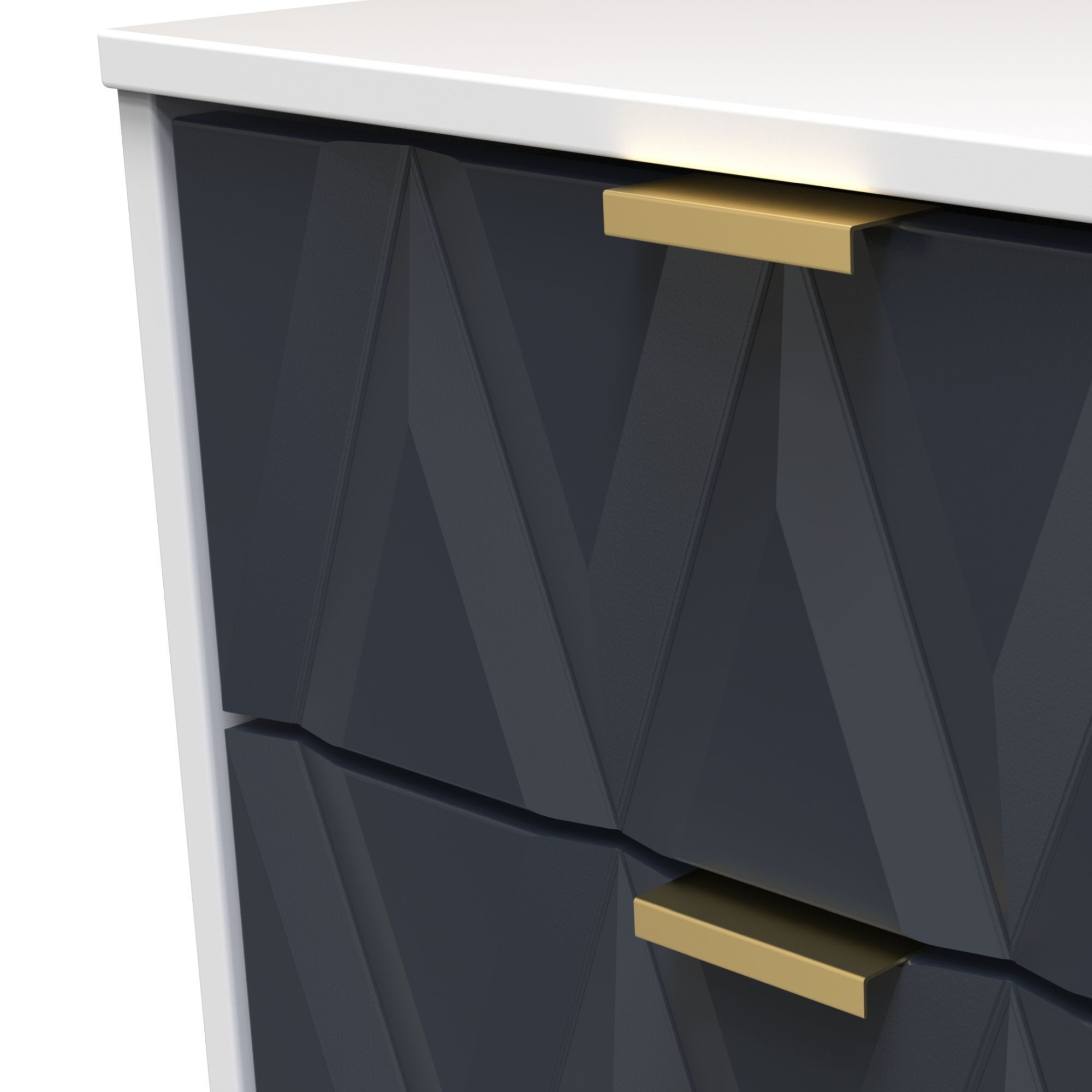 Diamond Ready assembled Matt indigo & white 2 Drawer Bedside chest (H)505mm (W)395mm (D)415mm