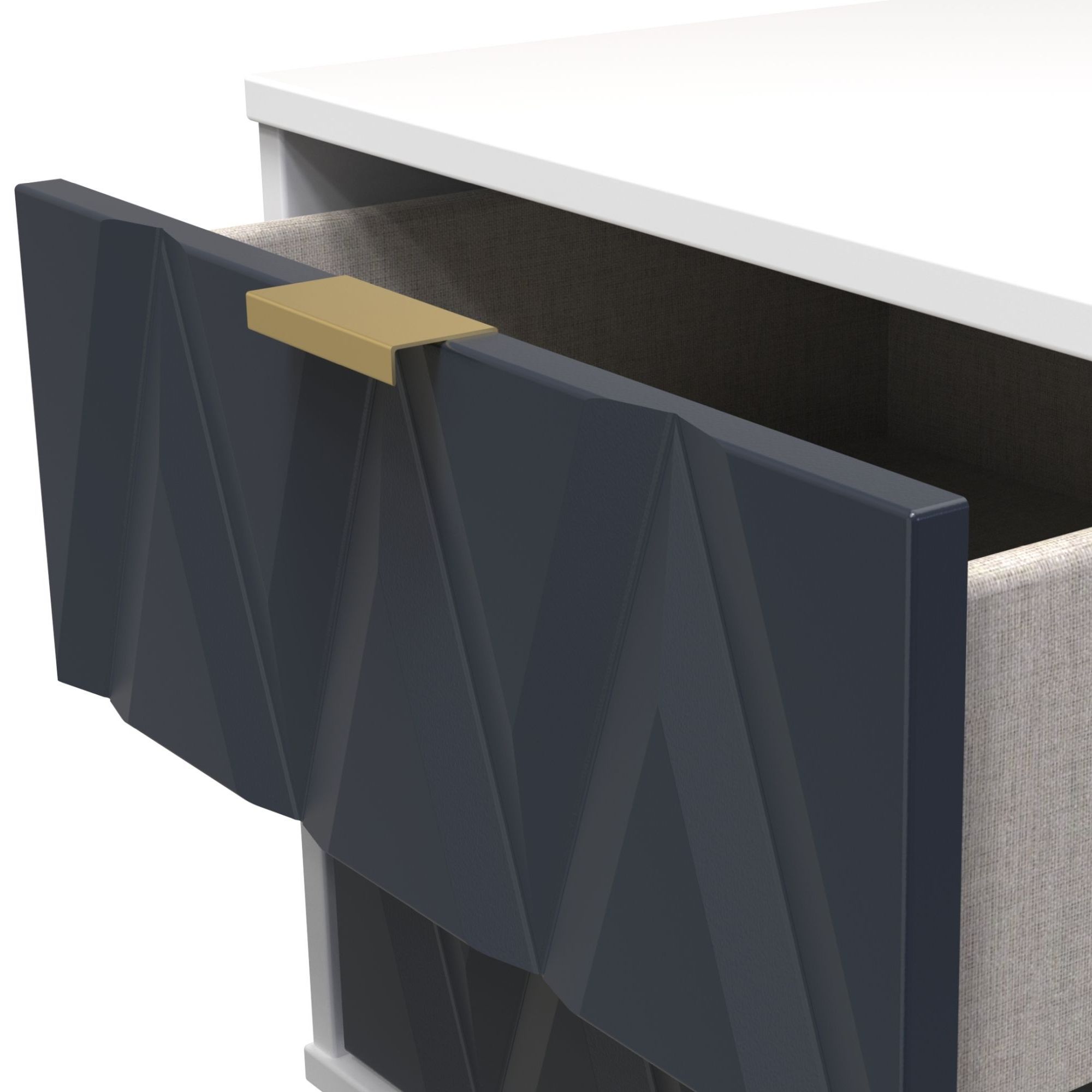 Diamond Ready assembled Matt indigo & white 2 Drawer Bedside chest (H)505mm (W)395mm (D)415mm