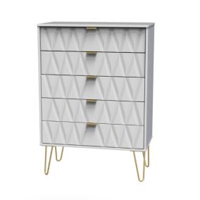 Diamond Ready assembled Matt white 5 Drawer Chest of drawers (H)1075mm (W)765mm (D)415mm