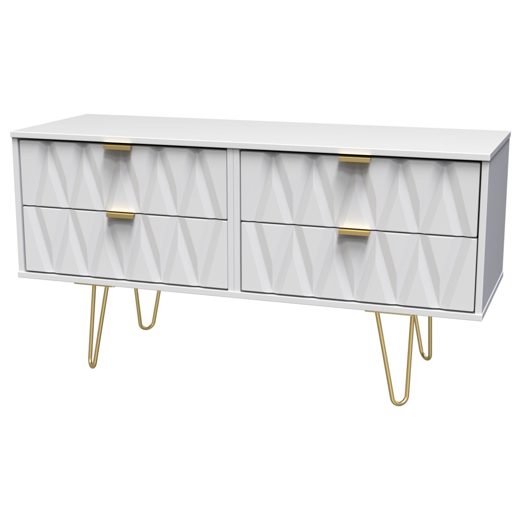 Diamond Ready assembled Matt white Media unit & 4 drawers, (H)112cm x (W)50.5cm x (D)41.5cm