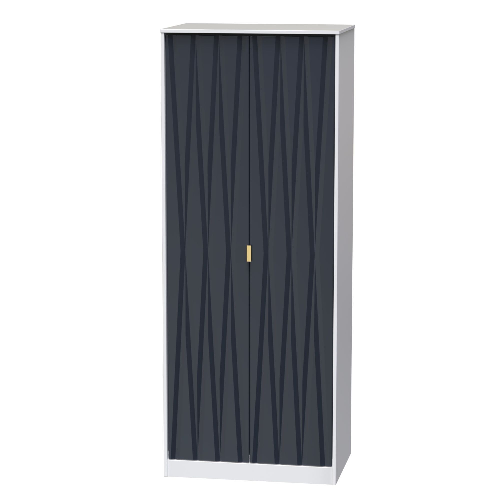 Diamond Ready assembled Modern Matt indigo & white Tall Double Wardrobe (H)1970mm (W)740mm (D)530mm