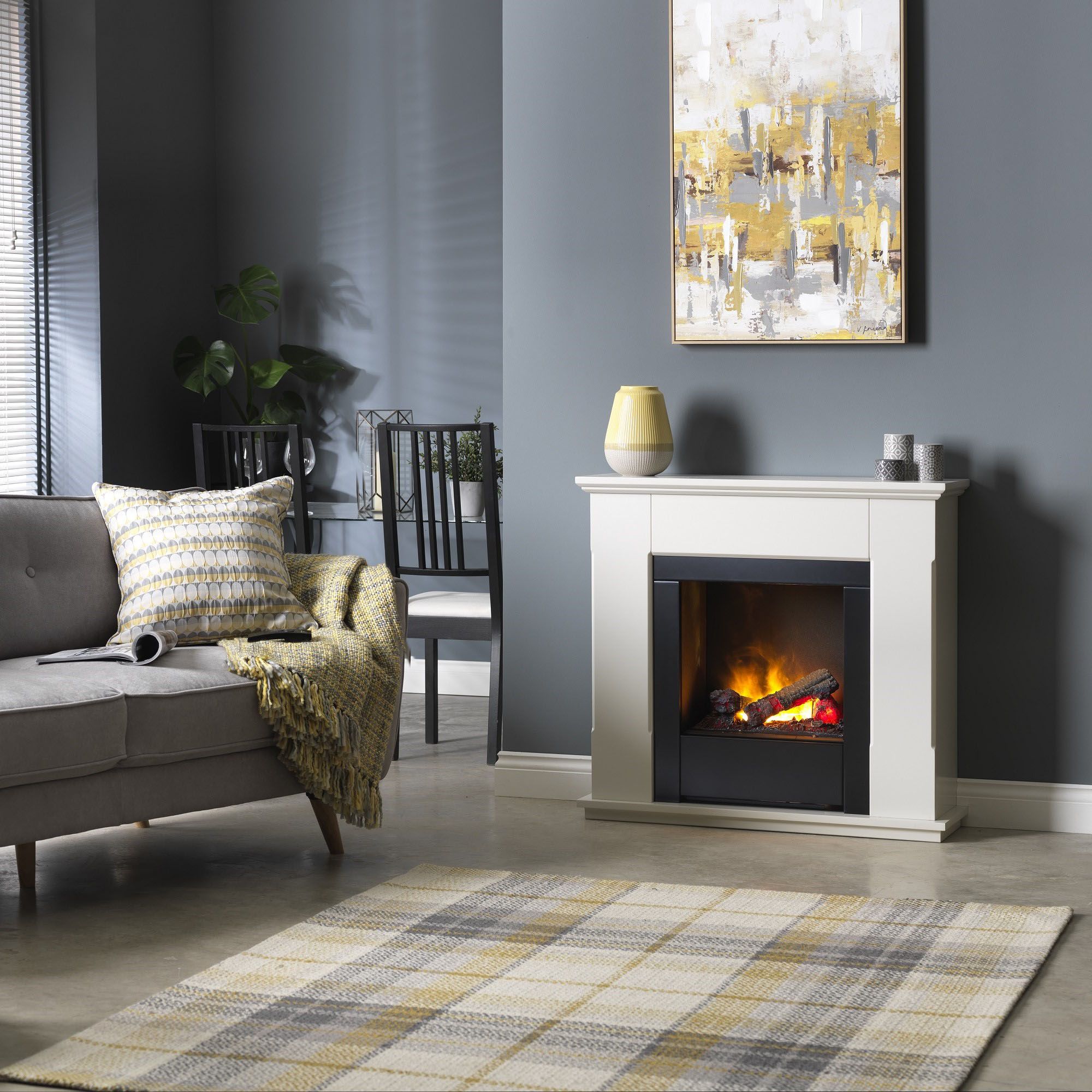 Dimplex Burnham White Ivory effect Electric Fire suite | DIY at Bu0026Q