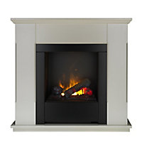Dimplex Burnham White Ivory effect Freestanding & wall-mounted Electric Fire suite
