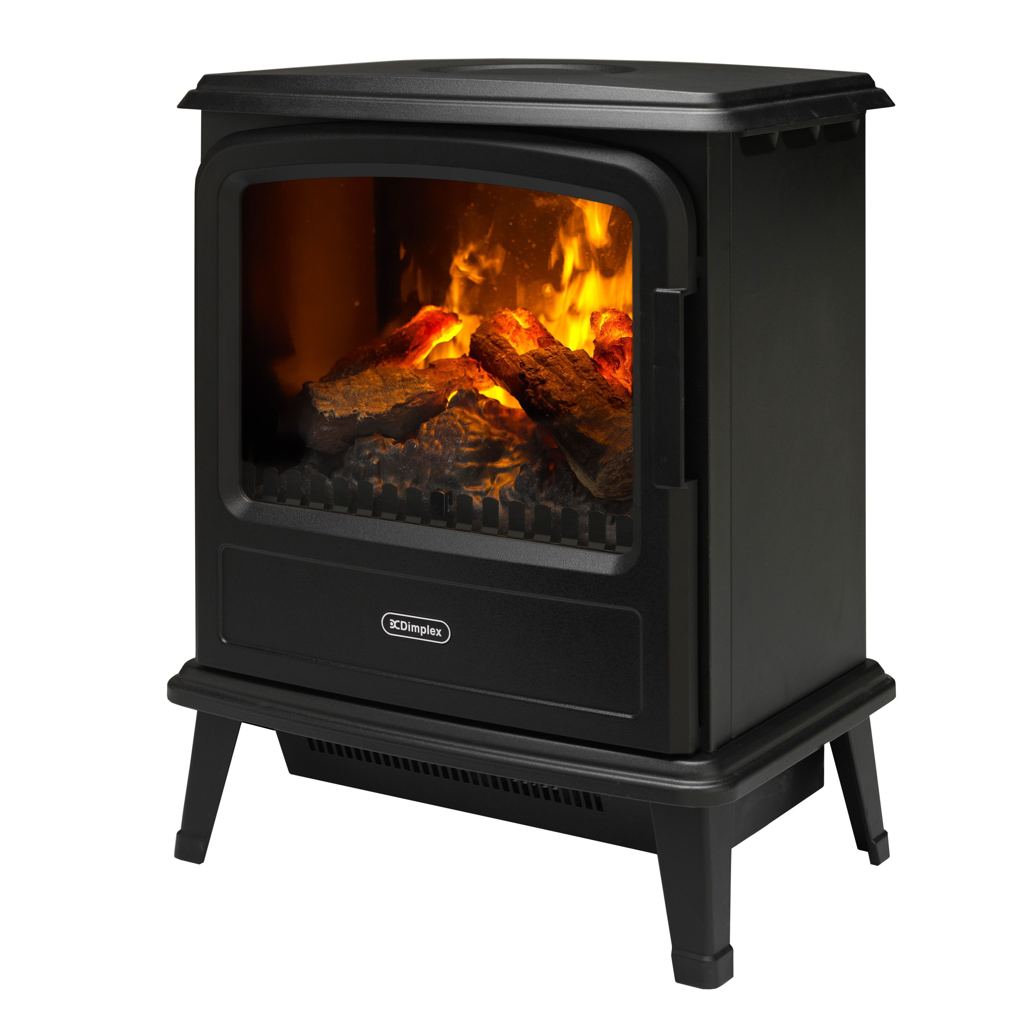 Dimplex Evandale 2000W Matt Black Cast iron effect Electric Stove (H)580mm (W)440mm