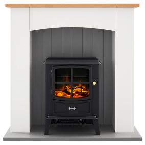 Dimplex Oakmead optiflame White & grey Freestanding & wall-mounted Electric LCD electric stove suite