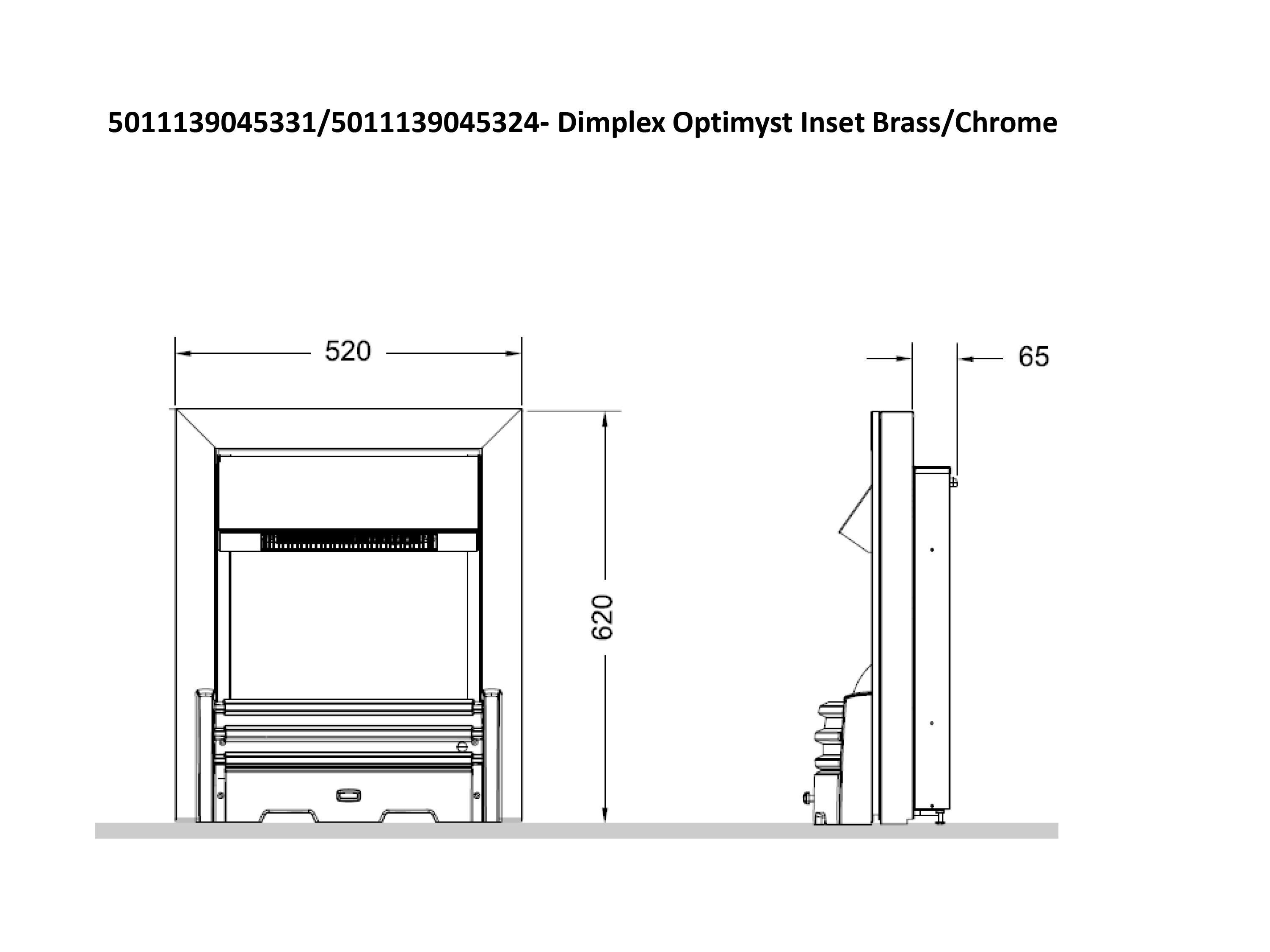 Dimplex Opti-myst Chrome effect Inset Electric Fire (D)65mm
