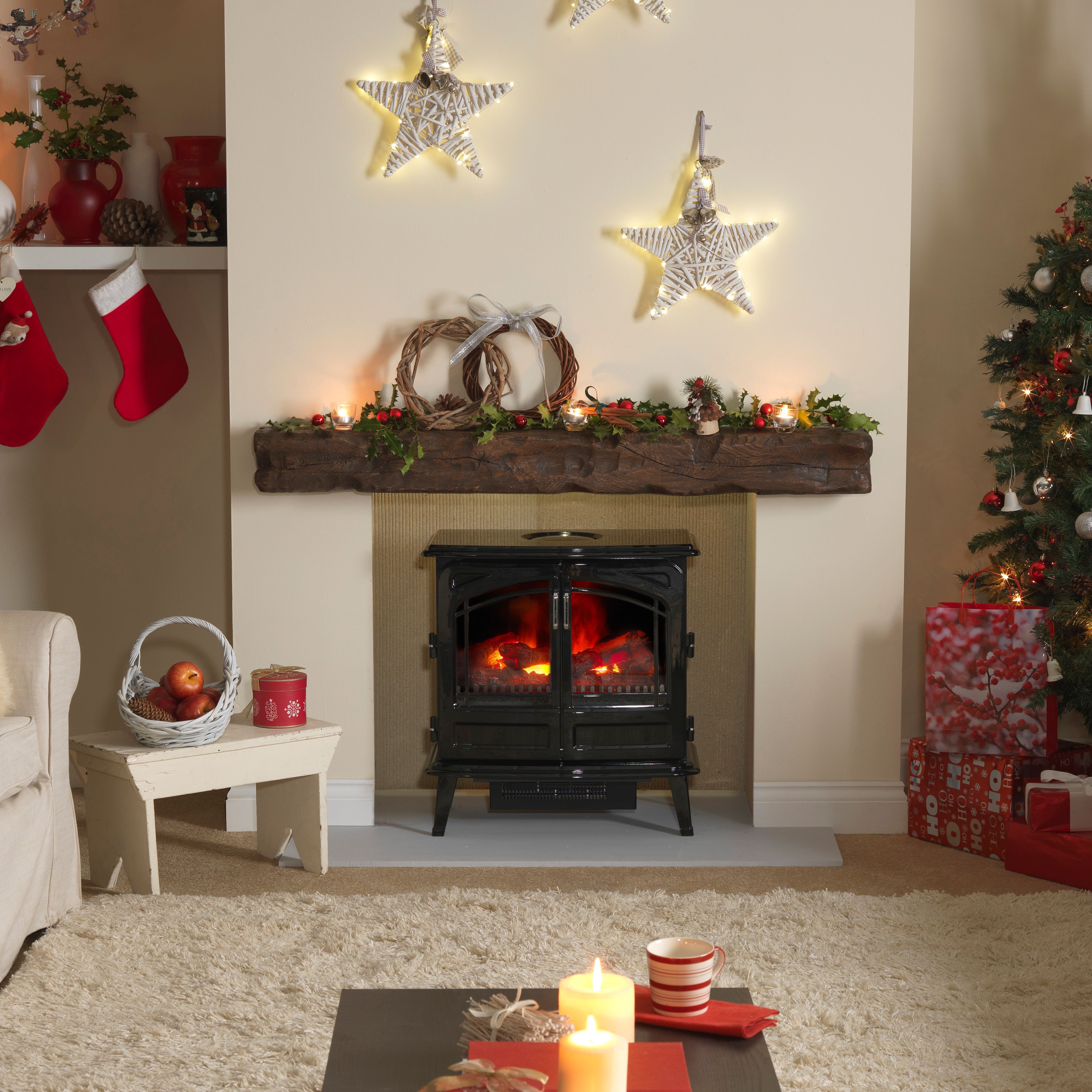 Dimplex Opti-Myst Grand Noir Cast enamel effect Electric Stove | DIY at Bu0026Q