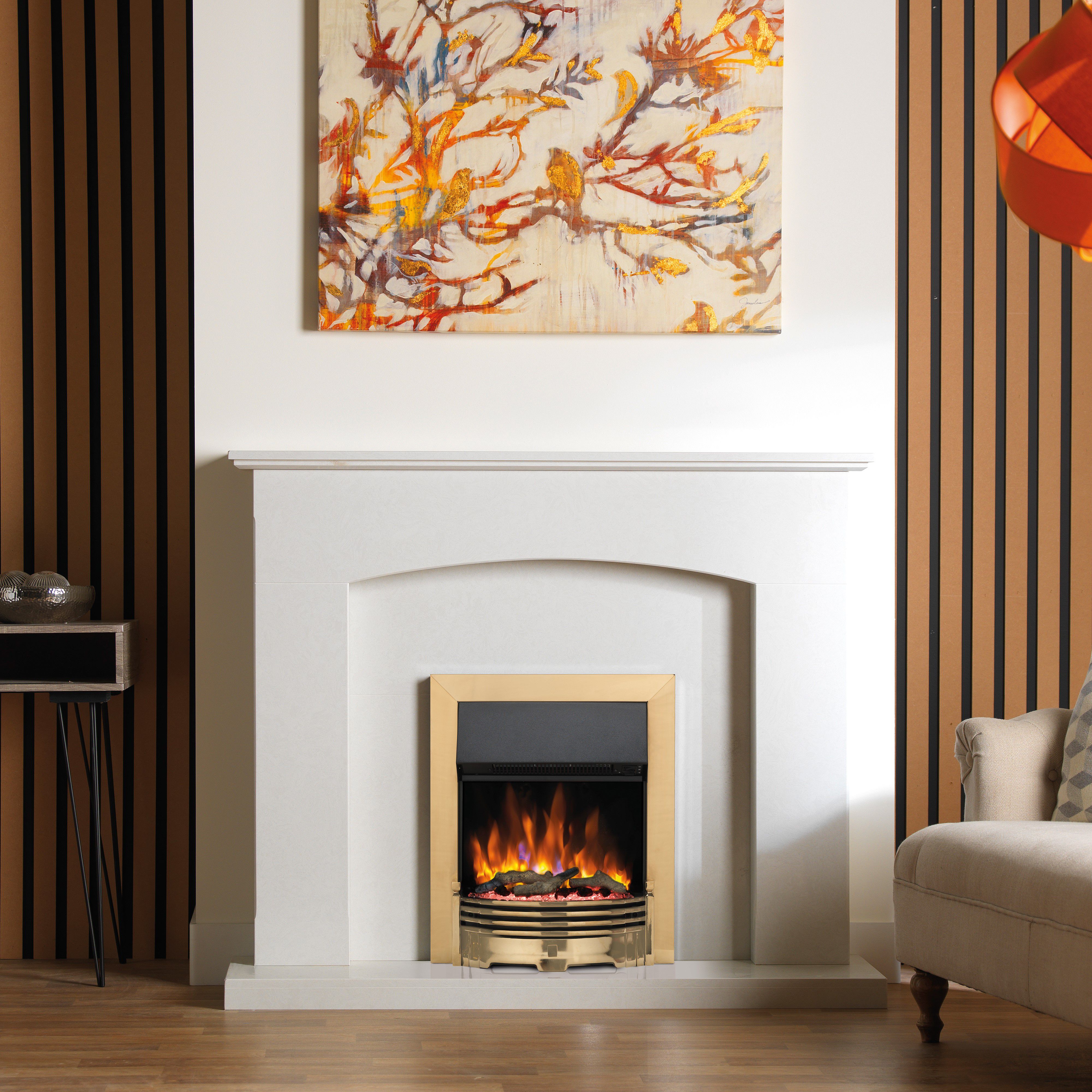 Dimplex Optiflame 2kW Brass effect Inset Electric Fire (H)550mm (W)403mm (D)90mm