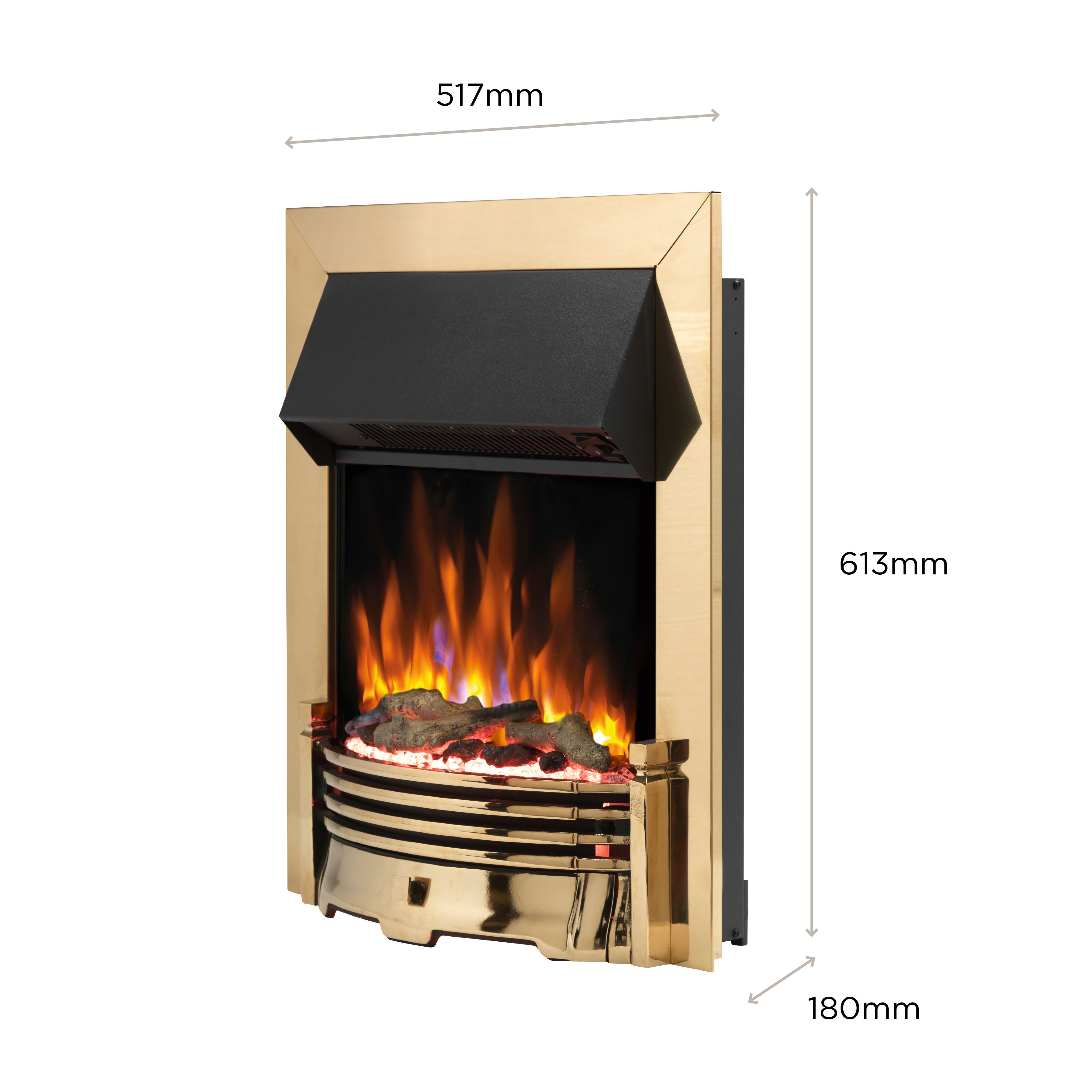 Dimplex Optiflame 2kW Brass effect Inset Electric Fire (H)550mm (W)403mm (D)90mm