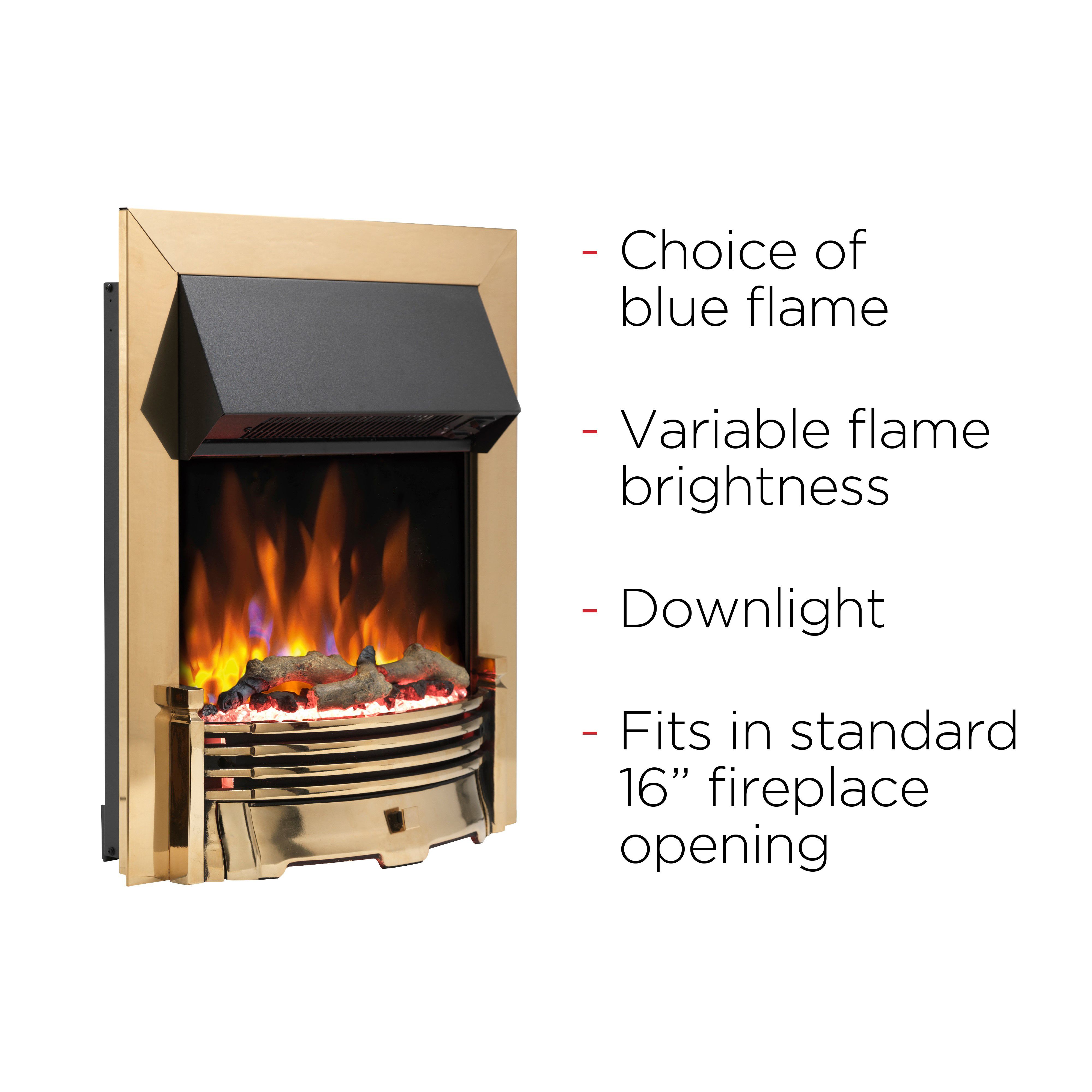Dimplex Optiflame 2kW Brass effect Inset Electric Fire (H)550mm (W)403mm (D)90mm