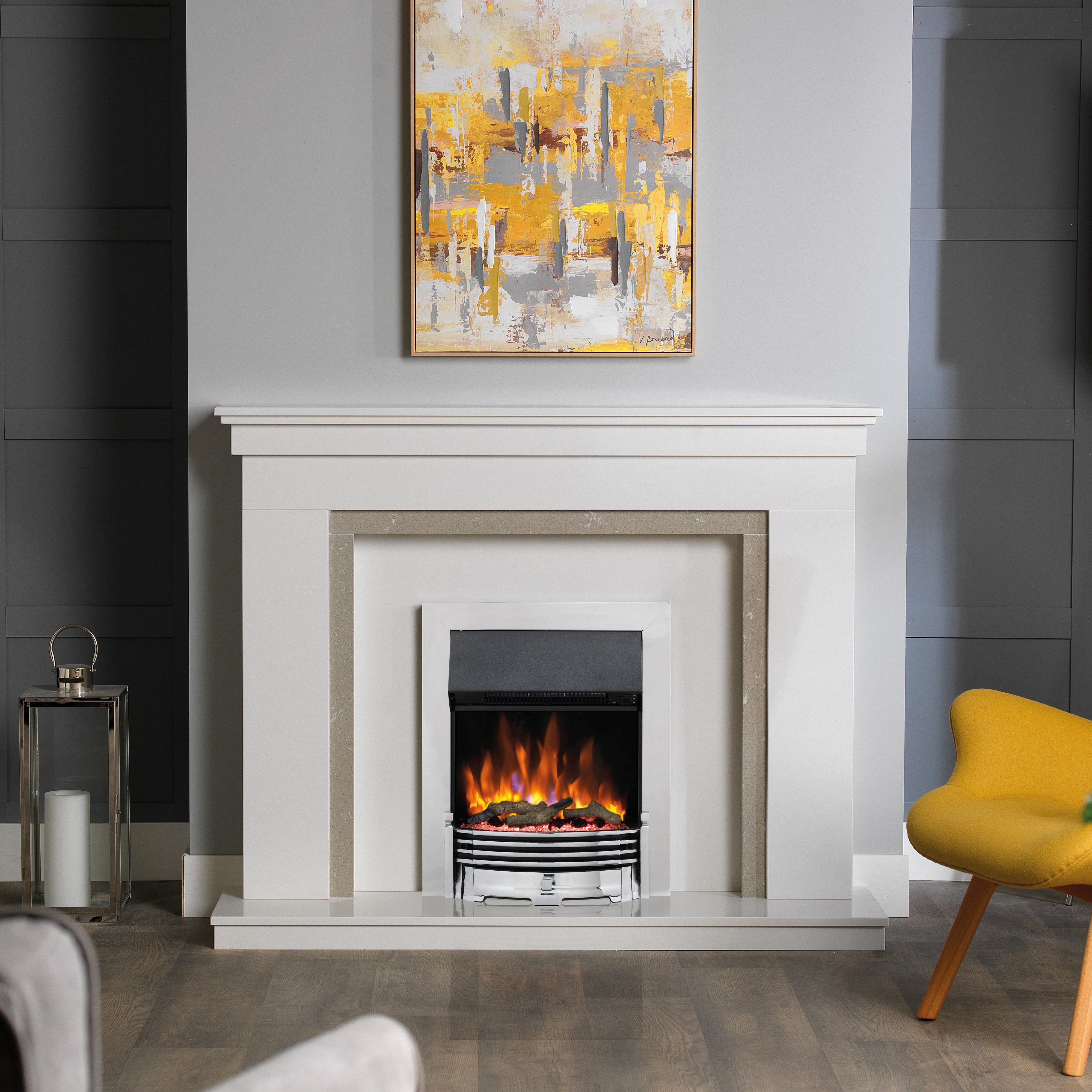 Dimplex Optiflame 2kW Chrome effect Inset Electric Fire (H)550mm (W)403mm (D)90mm