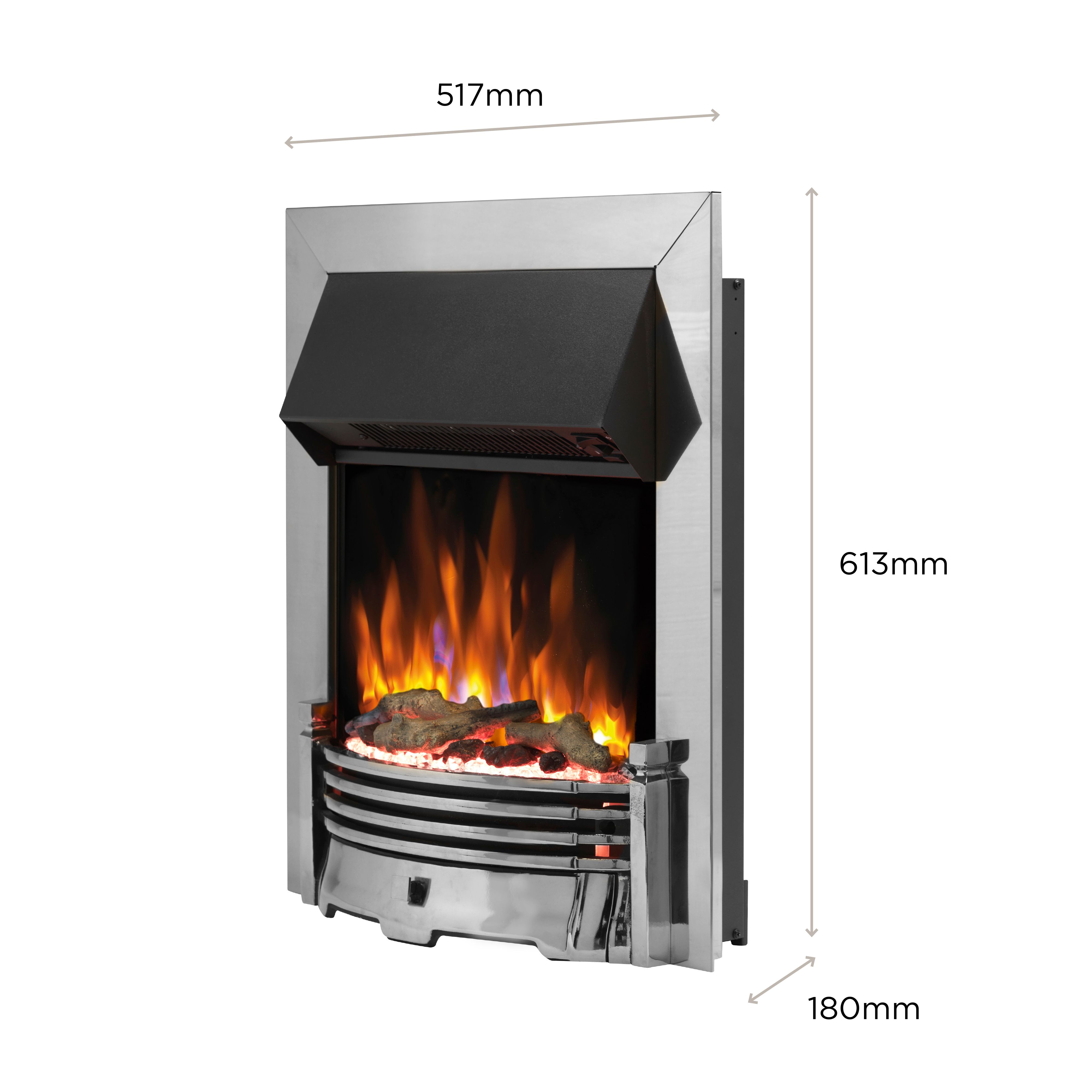 Dimplex Optiflame 2kW Chrome effect Inset Electric Fire (H)550mm (W)403mm (D)90mm