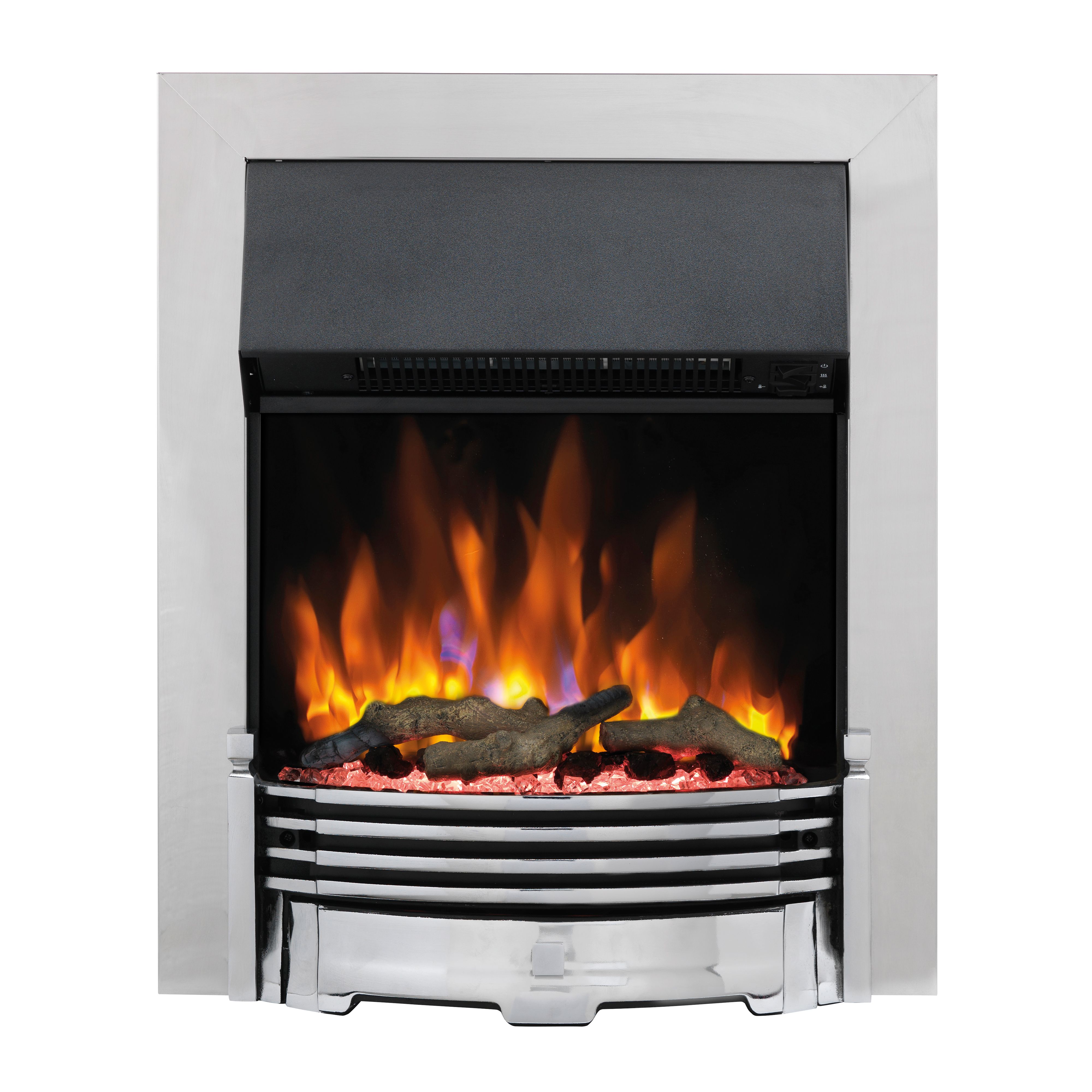 Dimplex Optiflame 2kW Chrome effect Inset Electric Fire (H)550mm (W)403mm (D)90mm