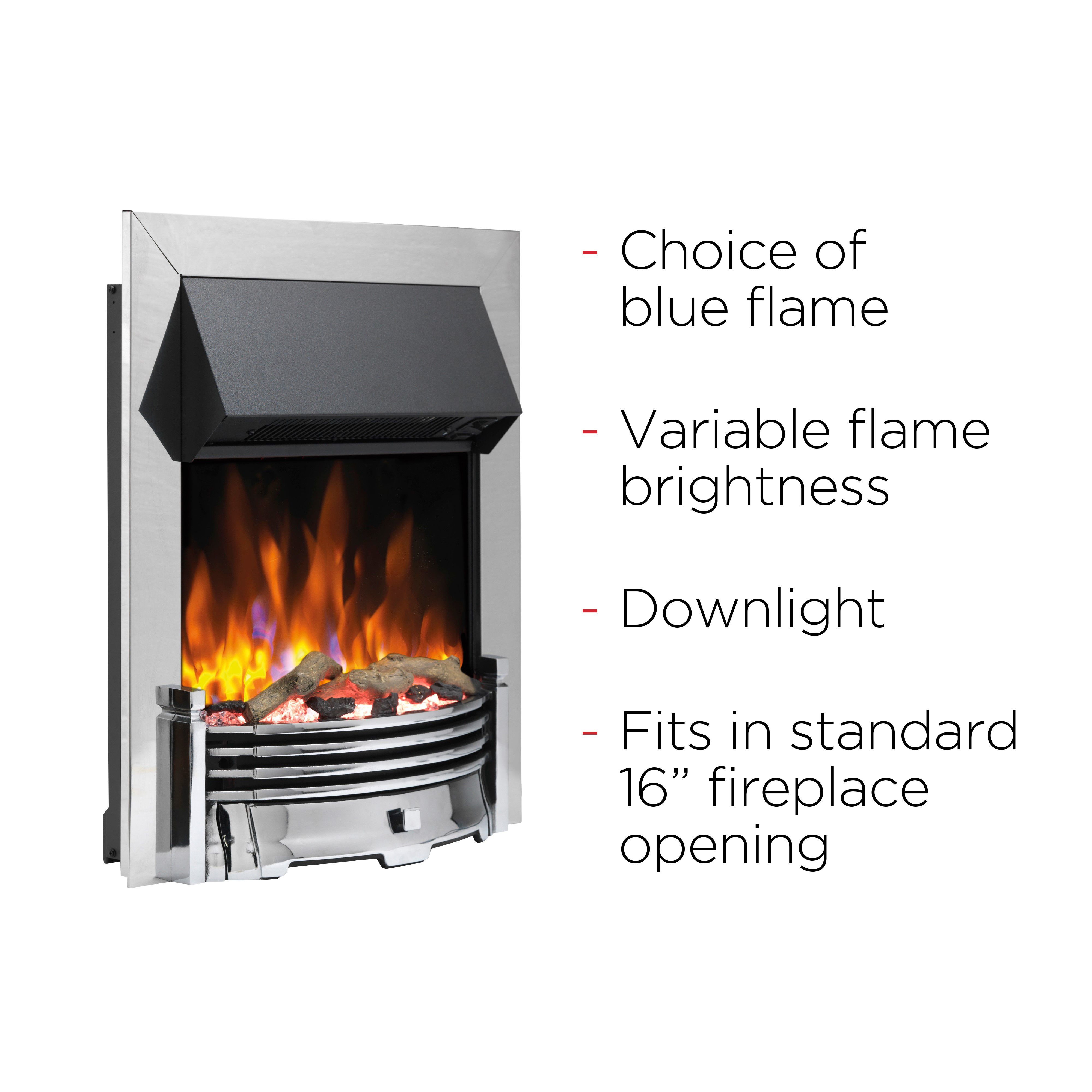 Dimplex Optiflame 2kW Chrome effect Inset Electric Fire (H)550mm (W)403mm (D)90mm