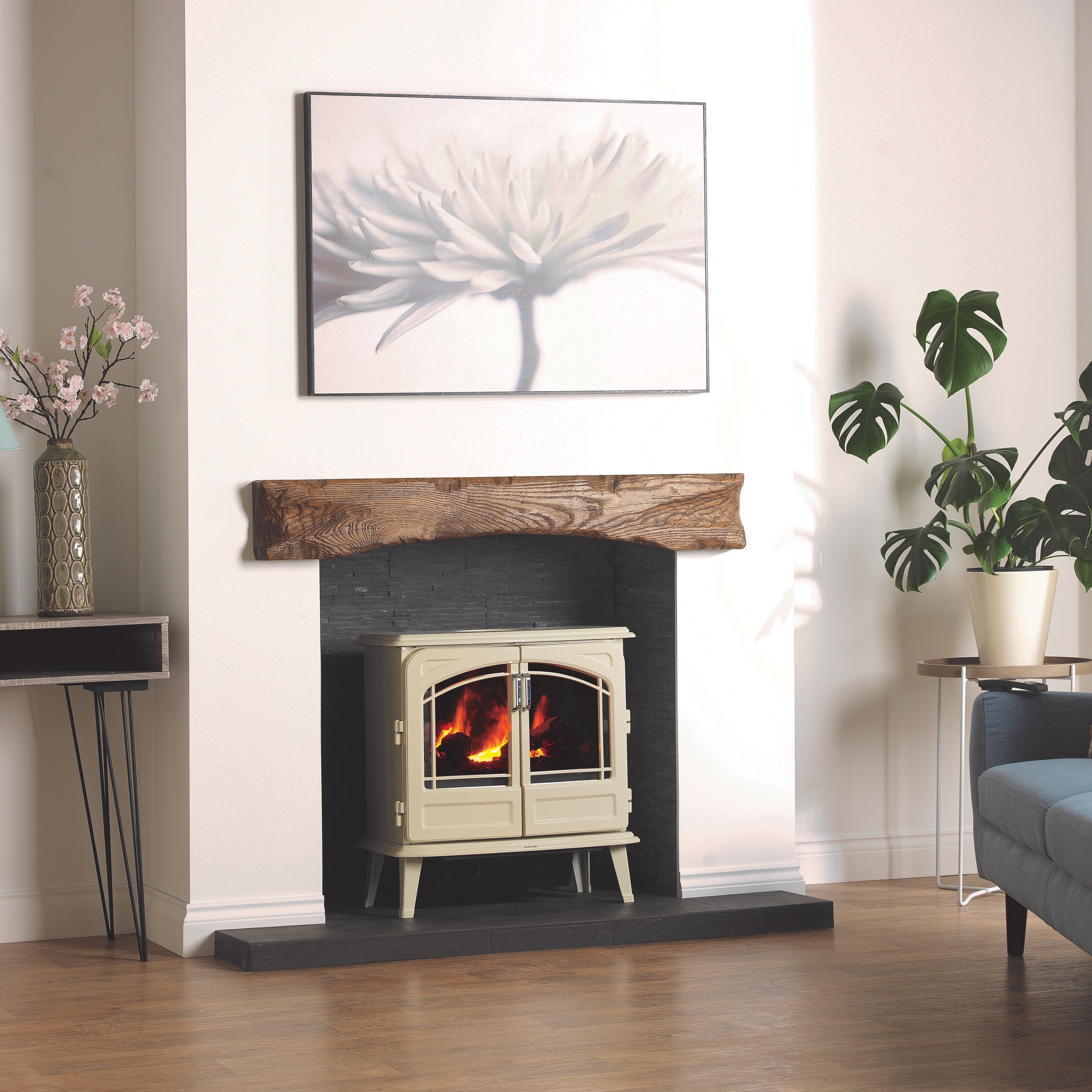 Dimplex Optimyst 2000W Gloss Crème Cast enamel effect Electric Stove (H ...