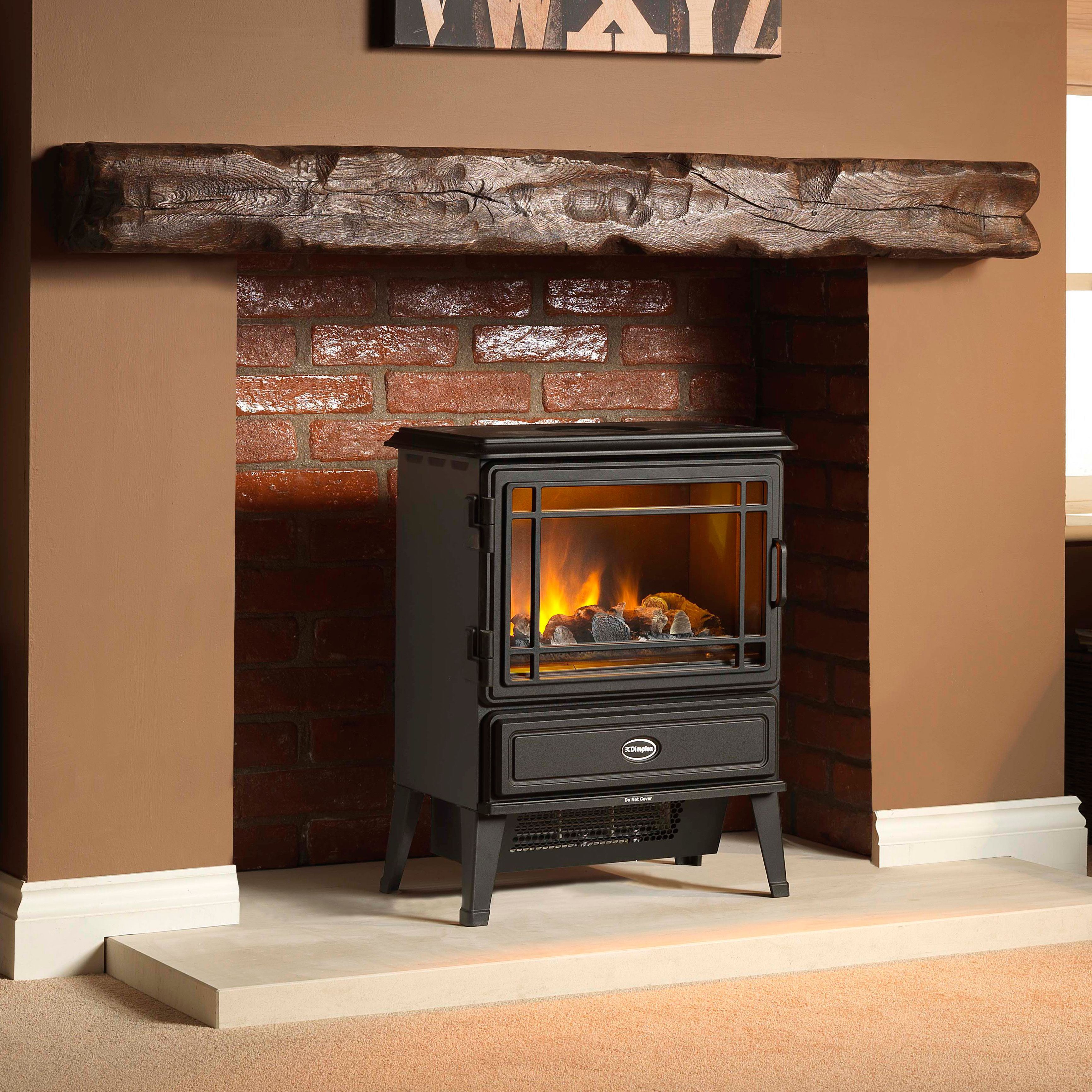 Dimplex Optimyst 2000W Matt Black Cast iron effect Electric Stove (H)620mm (W)480mm