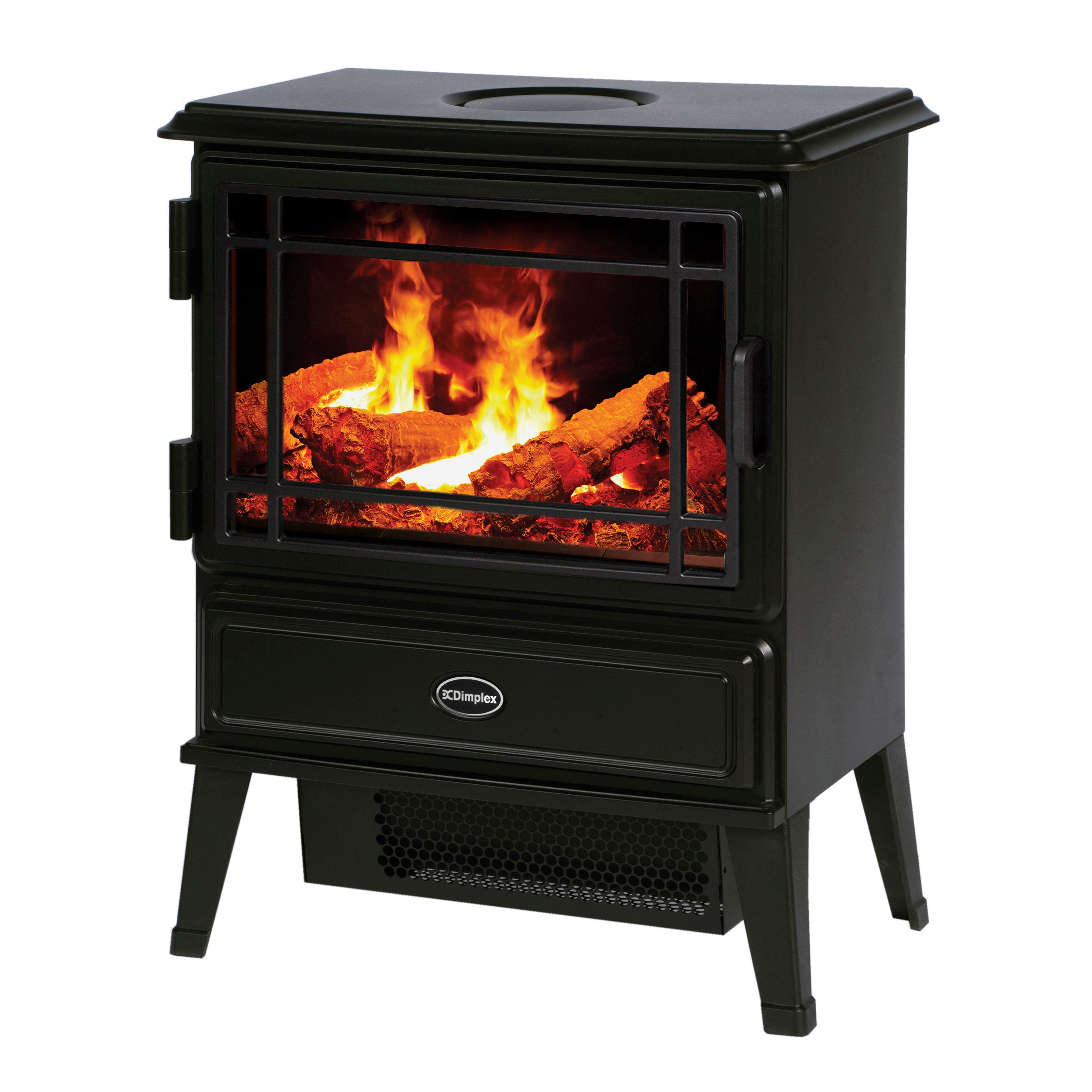 Dimplex Optimyst 2000W Matt Black Cast iron effect Electric Stove (H)620mm (W)480mm