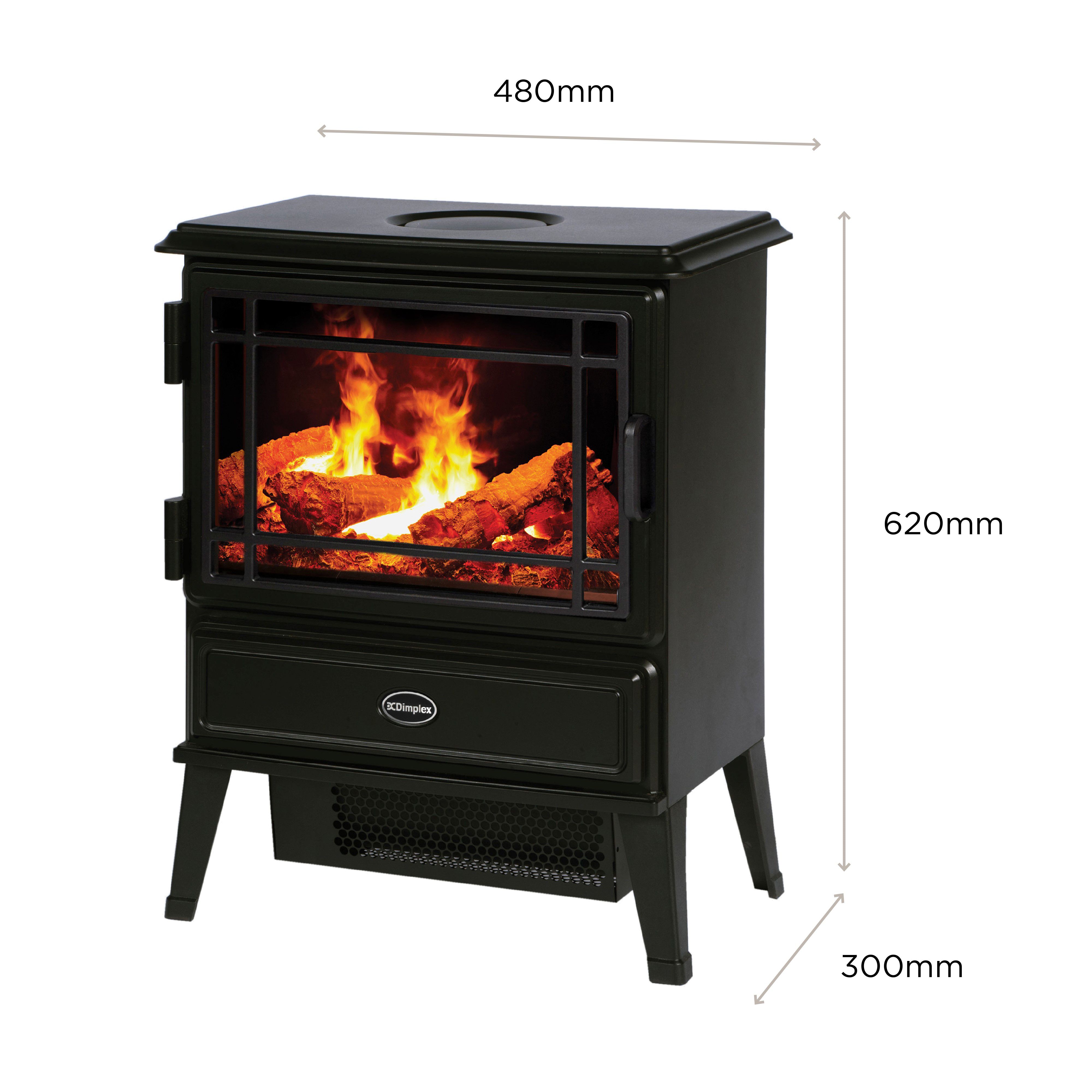 Dimplex Optimyst 2000W Matt Black Cast iron effect Electric Stove