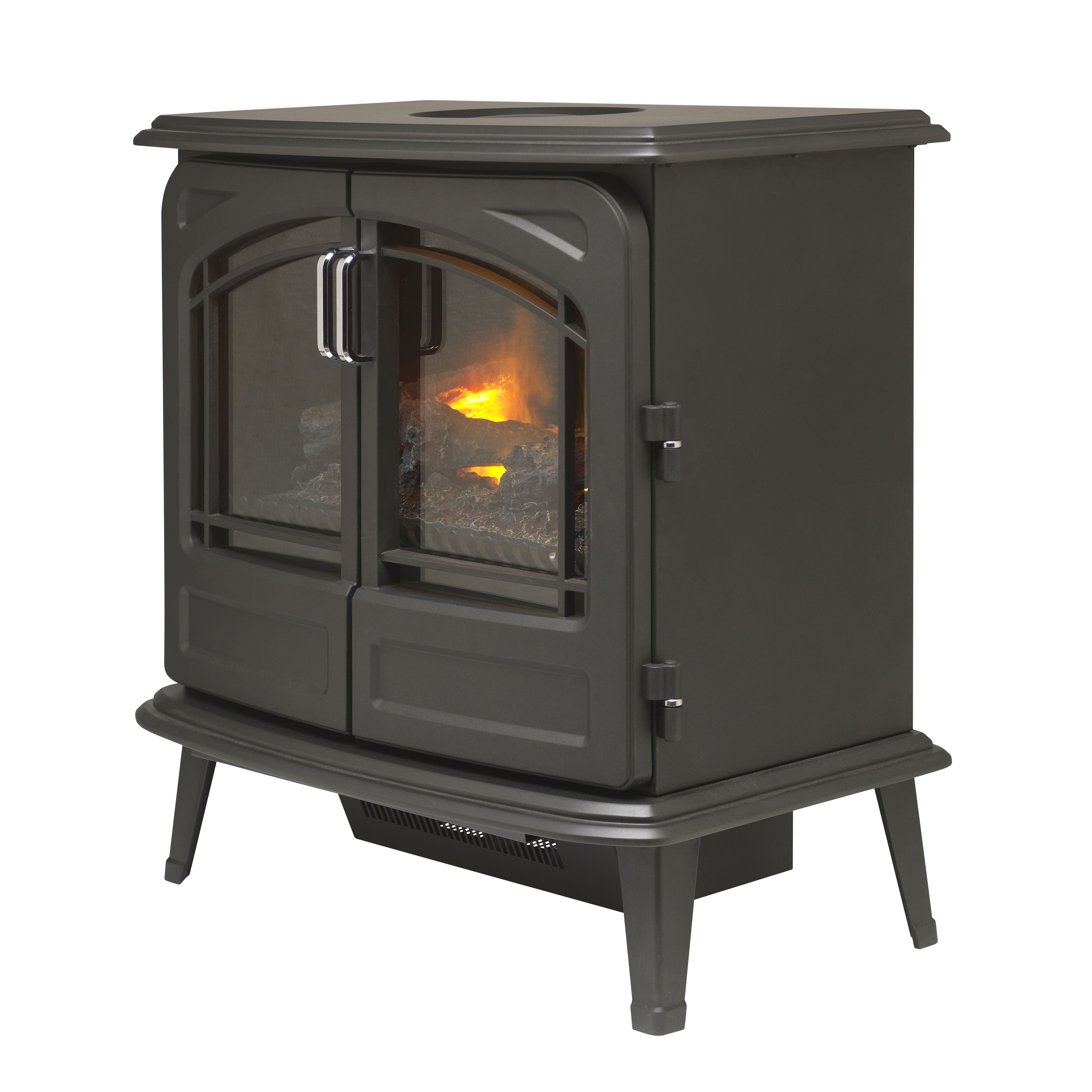 Dimplex Optimyst 2000W Matt Black Cast iron effect Electric Stove (H
