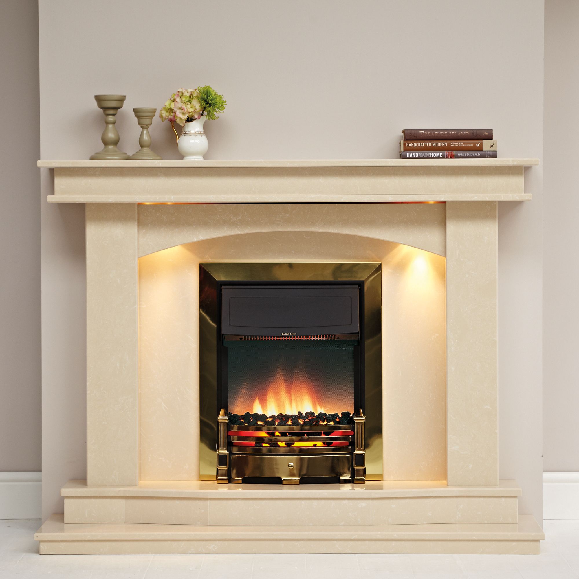 Dimplex Whitsbury White Brass effect Electric Fire | DIY at Bu0026Q