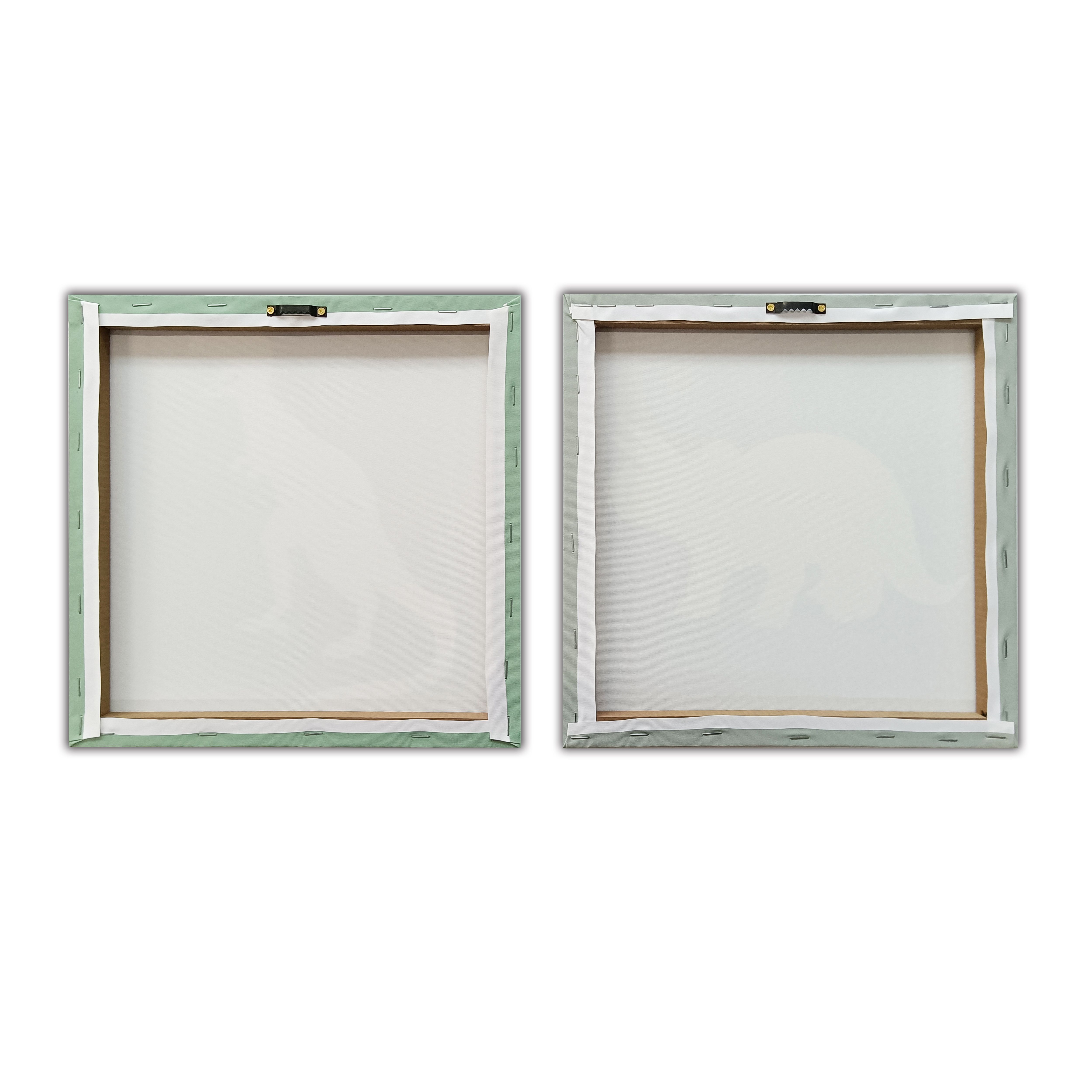 Dinosaur Green Canvas art, Set of 2 (H)30cm x (W)60cm