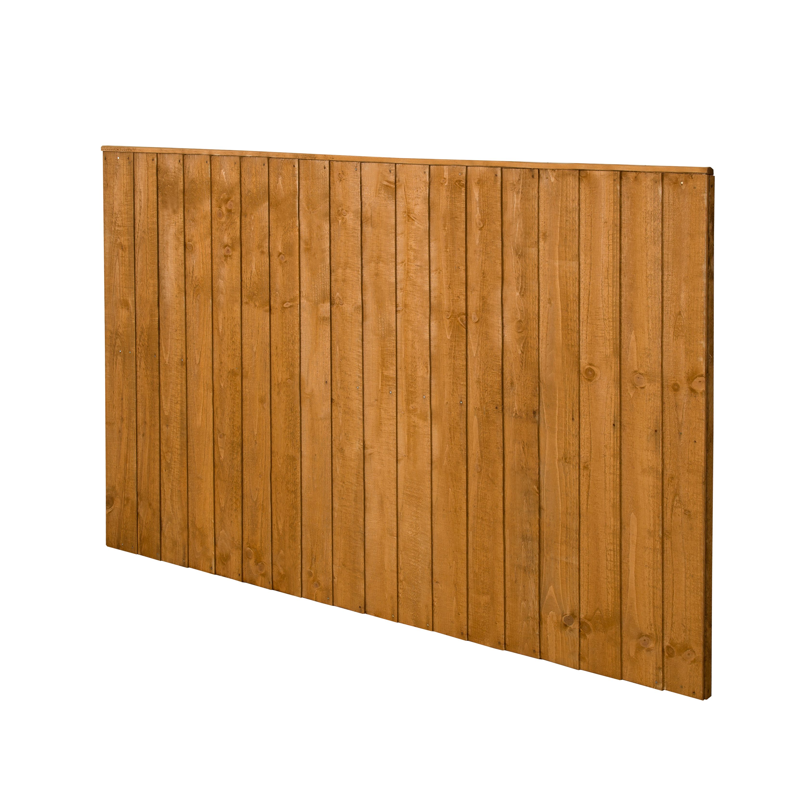 Dip treated 4ft Golden brown Wooden Fence panel (W)1.83m (H)1.23m, Pack of 5