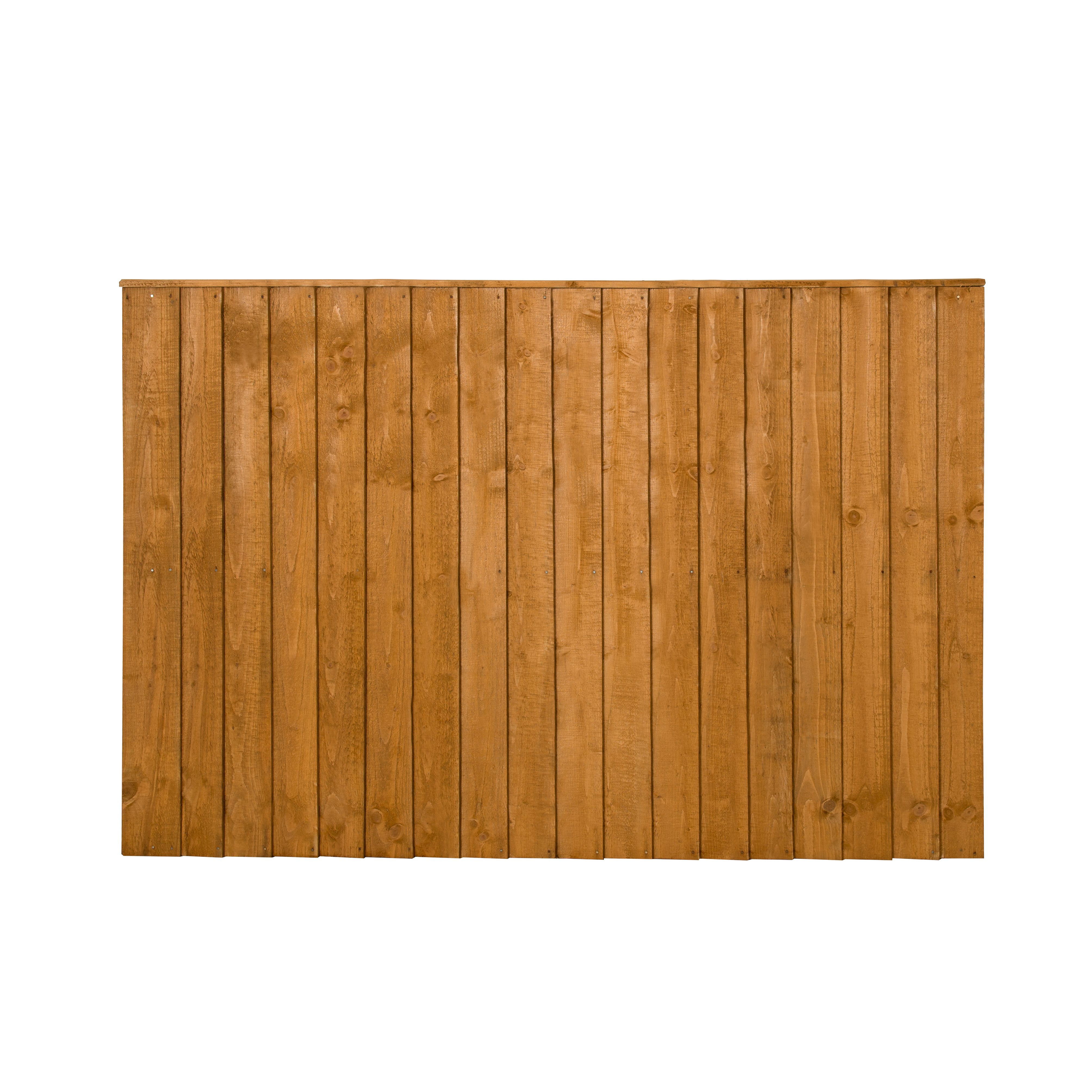 Dip treated 4ft Golden brown Wooden Fence panel (W)1.83m (H)1.23m, Pack of 5