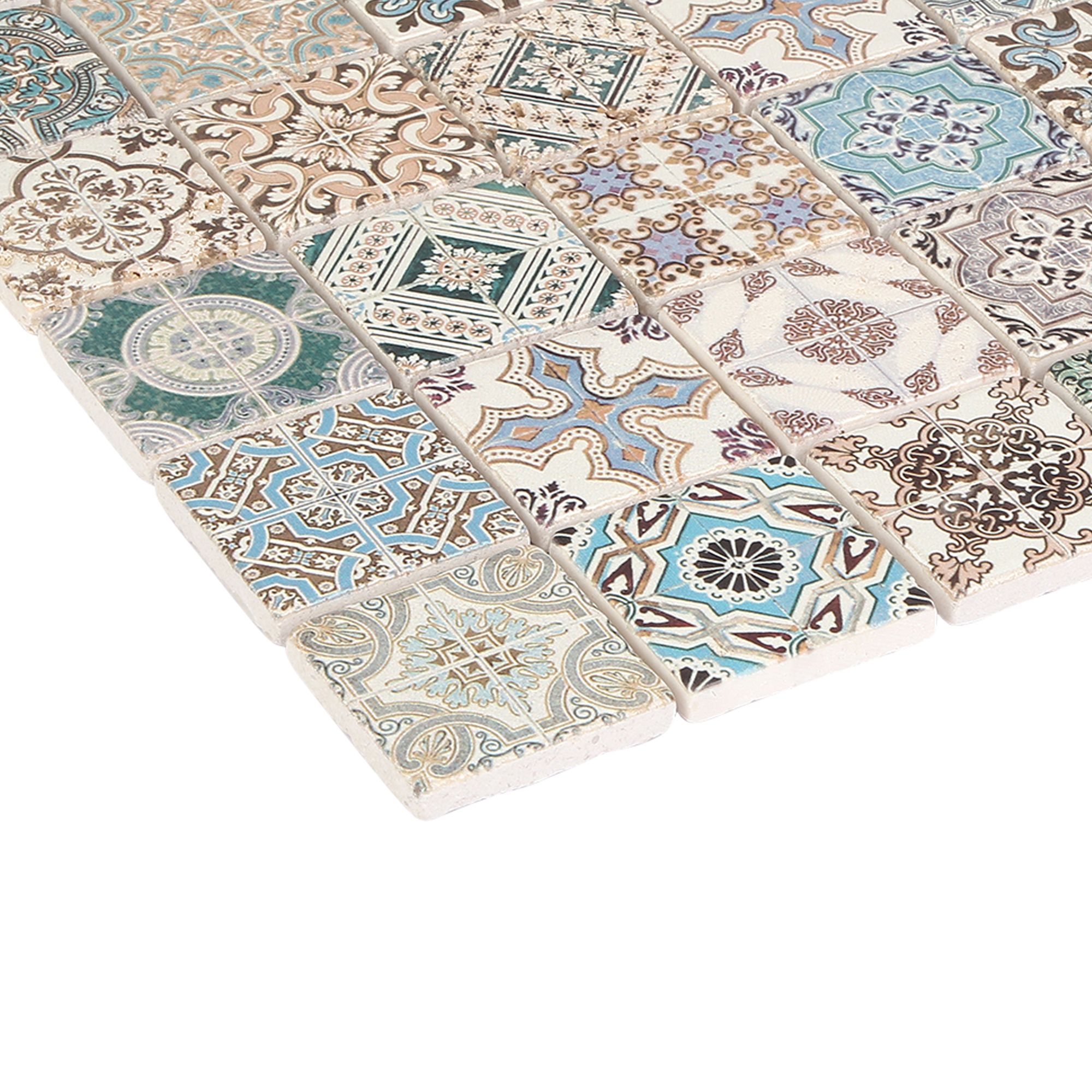 Diriana Multicolour Matt Stone effect Natural stone Mosaic tile sheet, (L)300mm (W)300mm