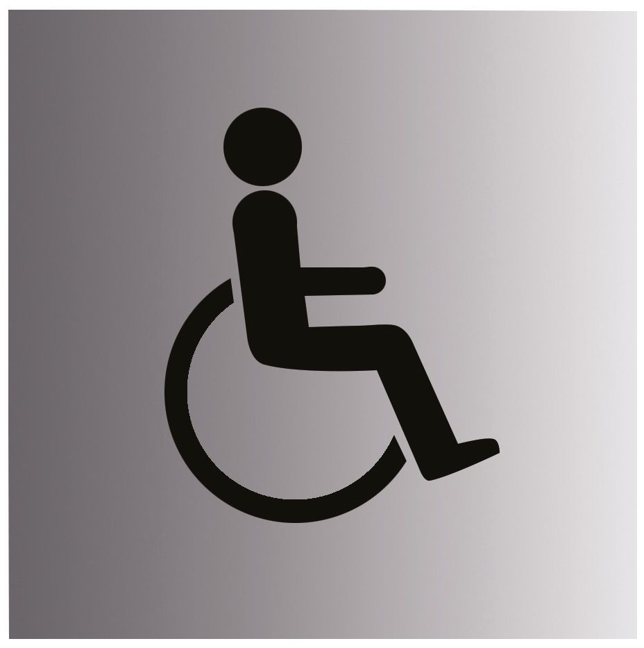 Disabled symbol Silver effect Self-adhesive labels, (H)100mm (W)100mm ...