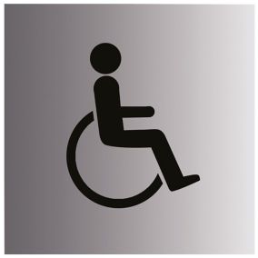 Disabled symbol Silver effect Self-adhesive labels, (H)100mm (W)100mm