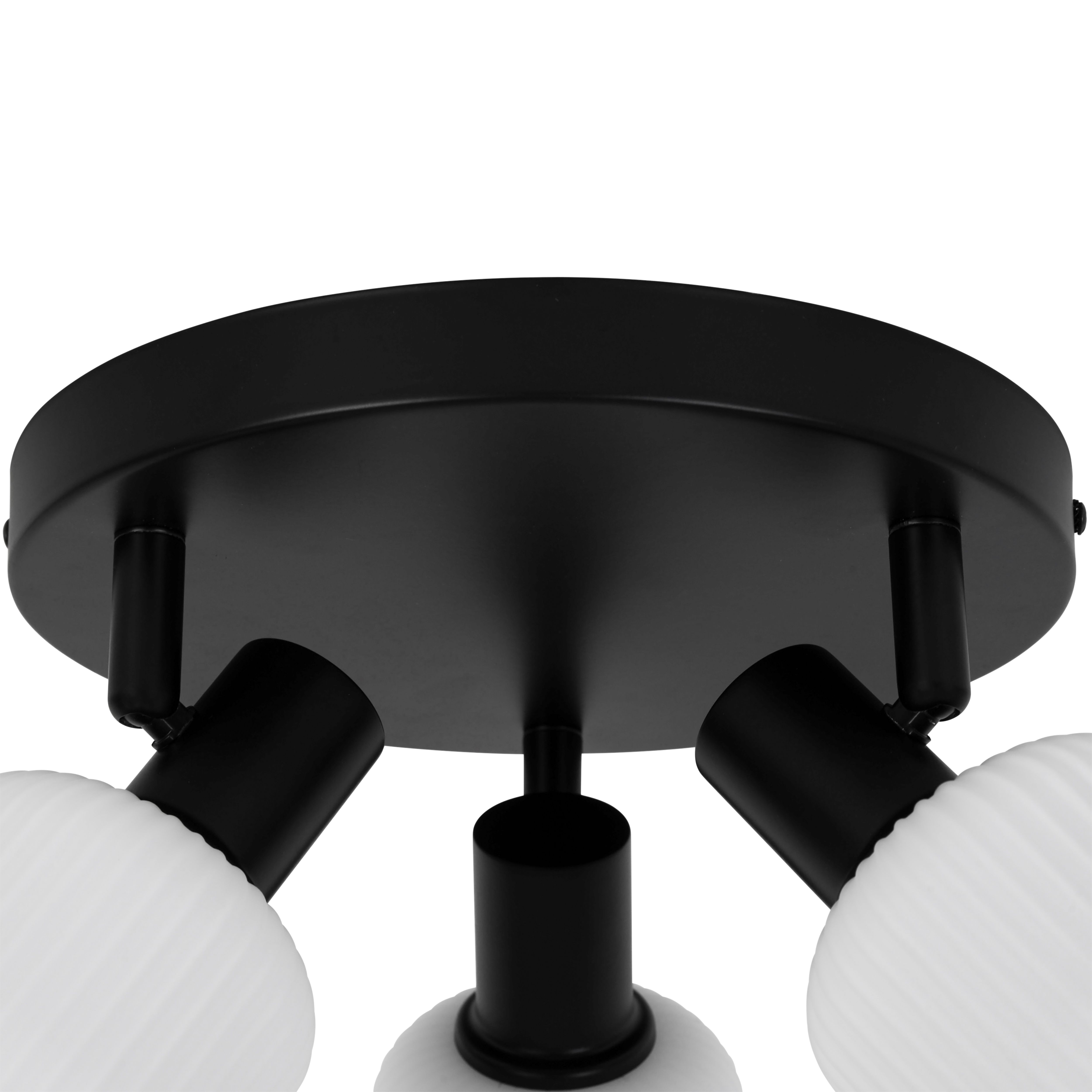 Diss Plate Matt Black 3 Light Spotlight