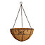 Distressed Brown Round Coco liner & metal frame Hanging basket, 30.48cm