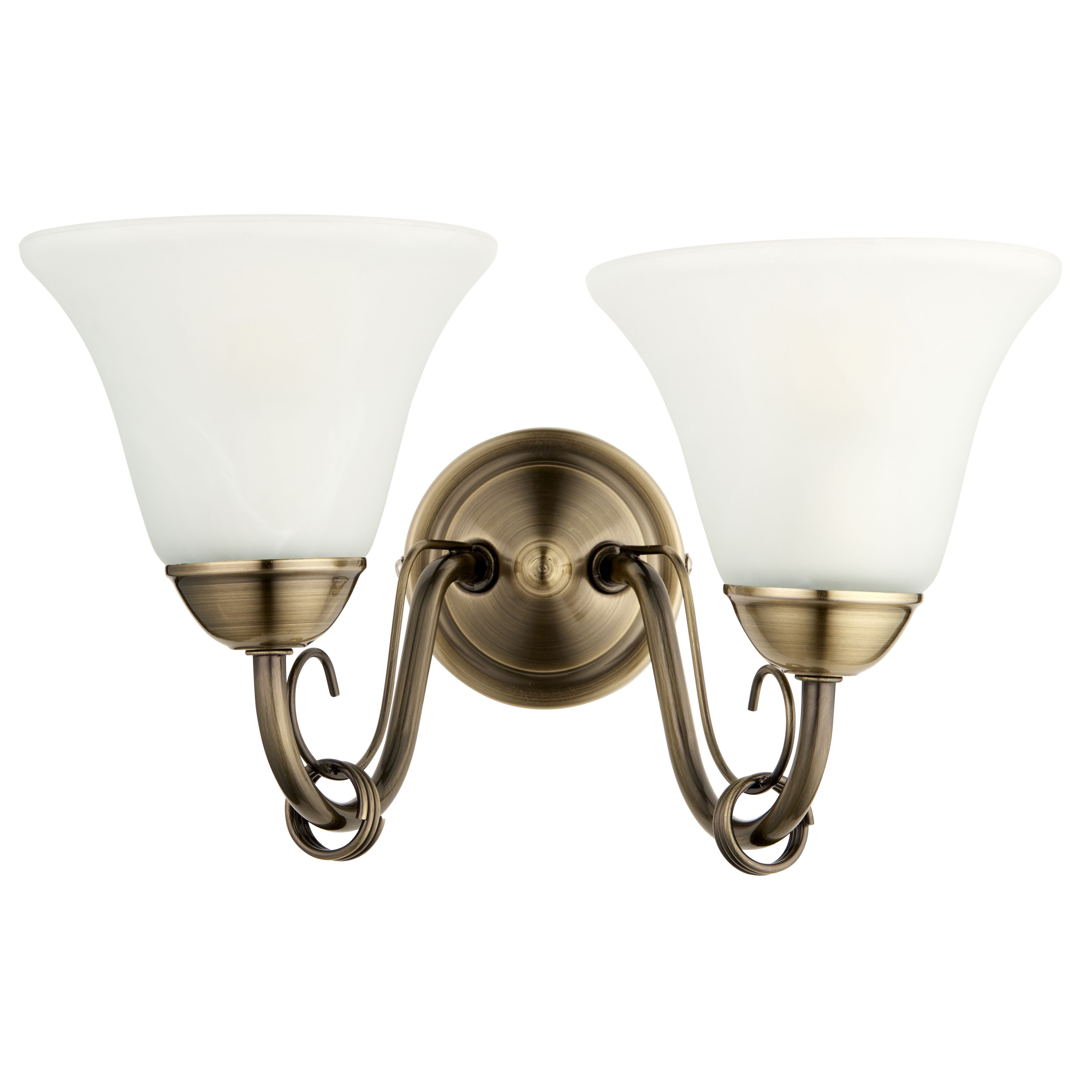 Dives Antique brass effect Double Wired Wall light