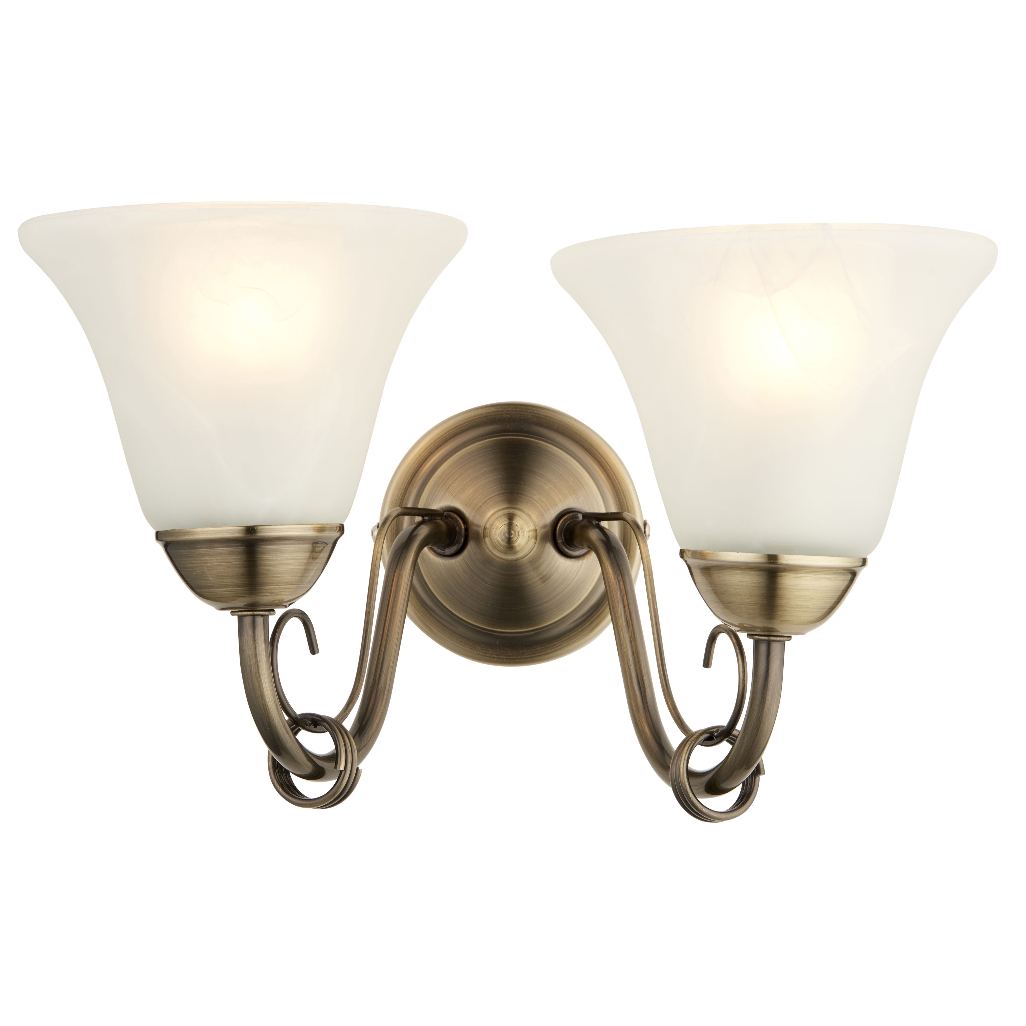 Dives Antique brass effect Double Wired Wall light