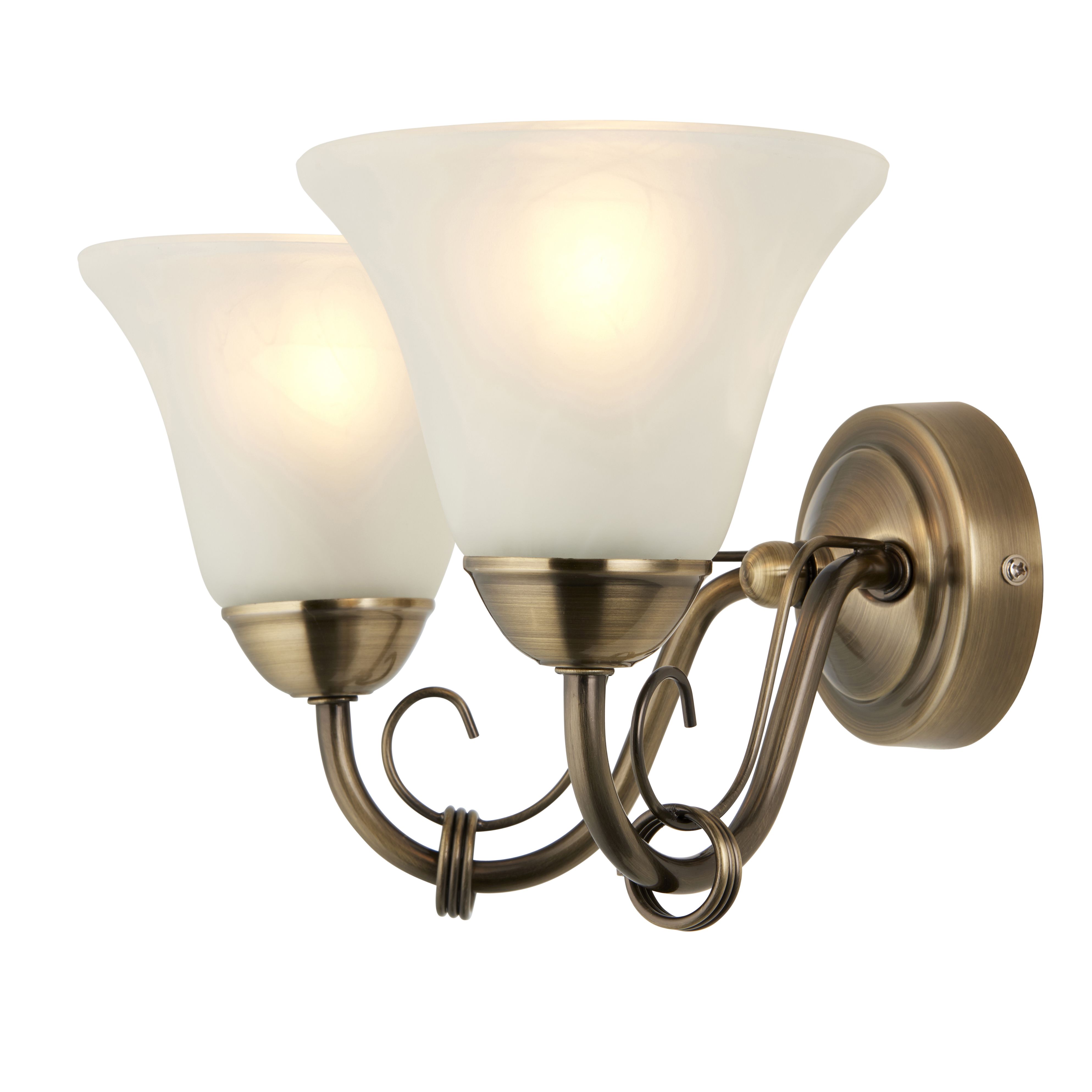 Dives Antique brass effect Double Wired Wall light