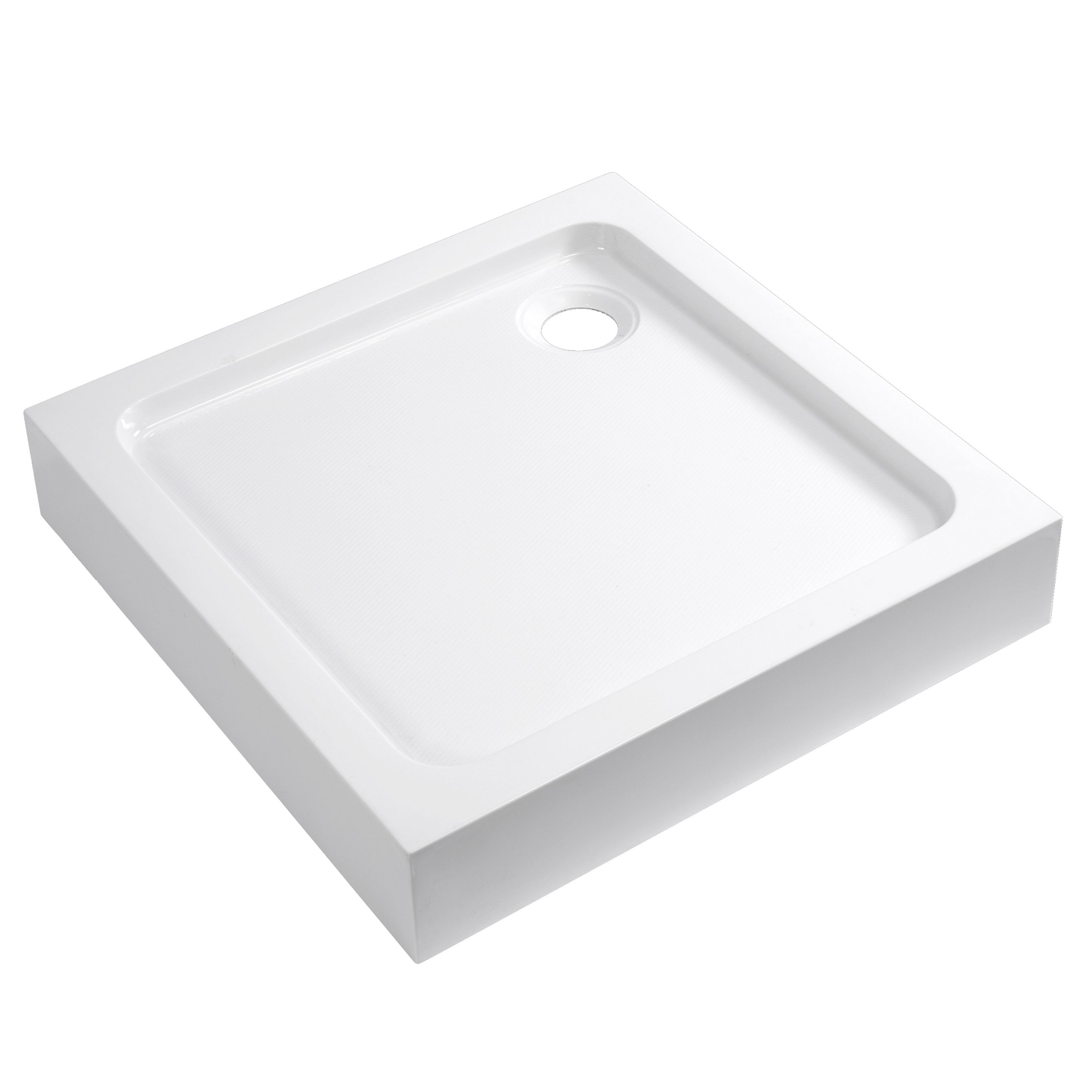 Dommel Gloss White Square Corner drain Shower tray (L)80cm (W)80cm (H)15cm DIY at B&Q