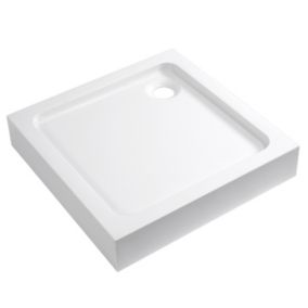 Dommel Gloss White Square Corner drain Shower tray (L)80cm (W)80cm (H)15cm