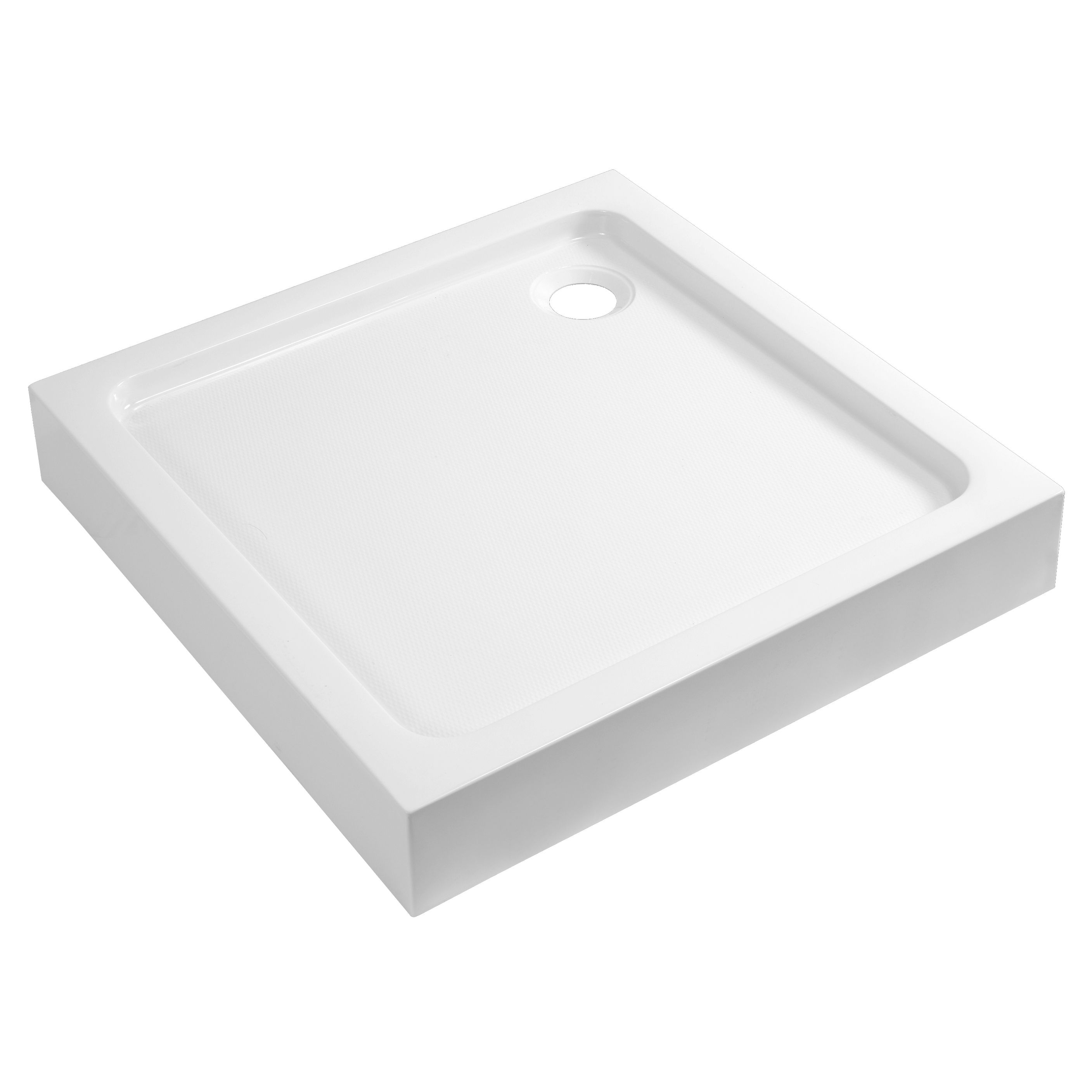 Dommel Gloss White Square Corner drain Shower tray (L)900mm (W)900mm (H ...