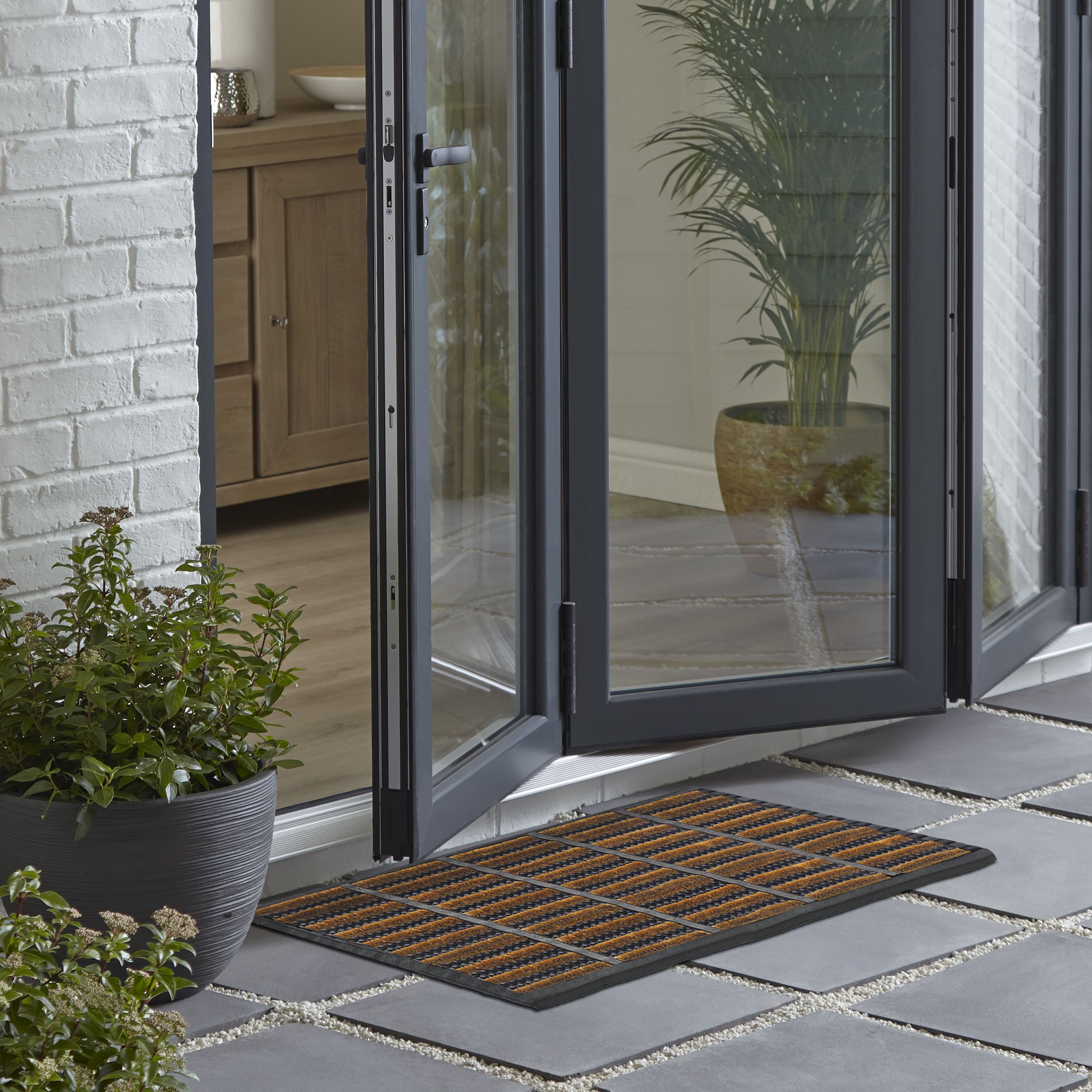 Door Butler Natural & Black Large Indoor & outdoor Mat, (L)90cm x (W)60cm